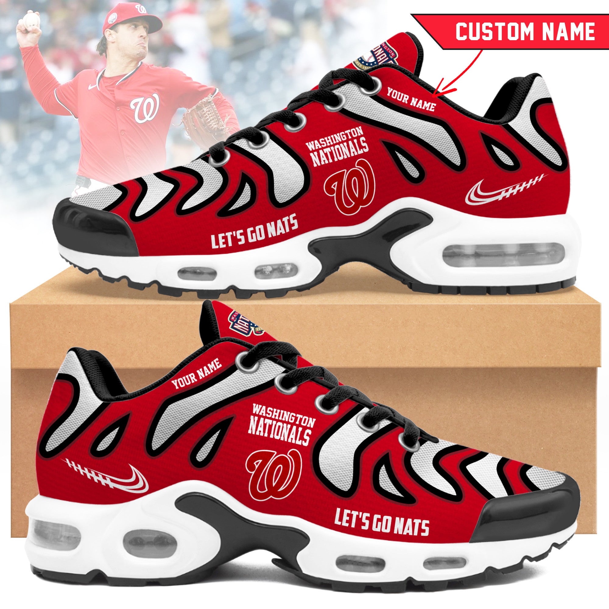 Ideafootwear Washington Nationals TN Shoes Sneakers For Men And Women