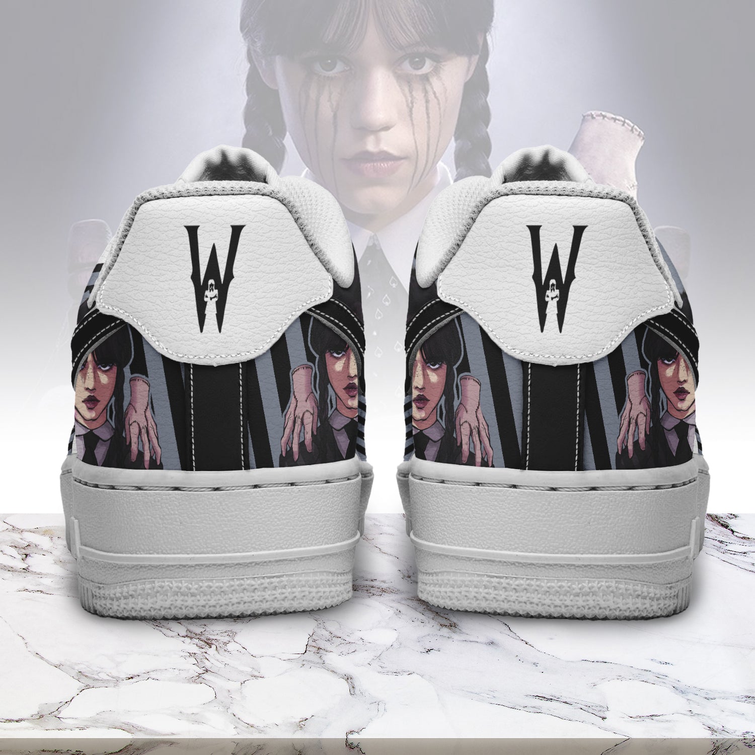 Ideafootwear Wednesday x Halloween Air Low-Top Sneakers Shoes For Men And Women 3