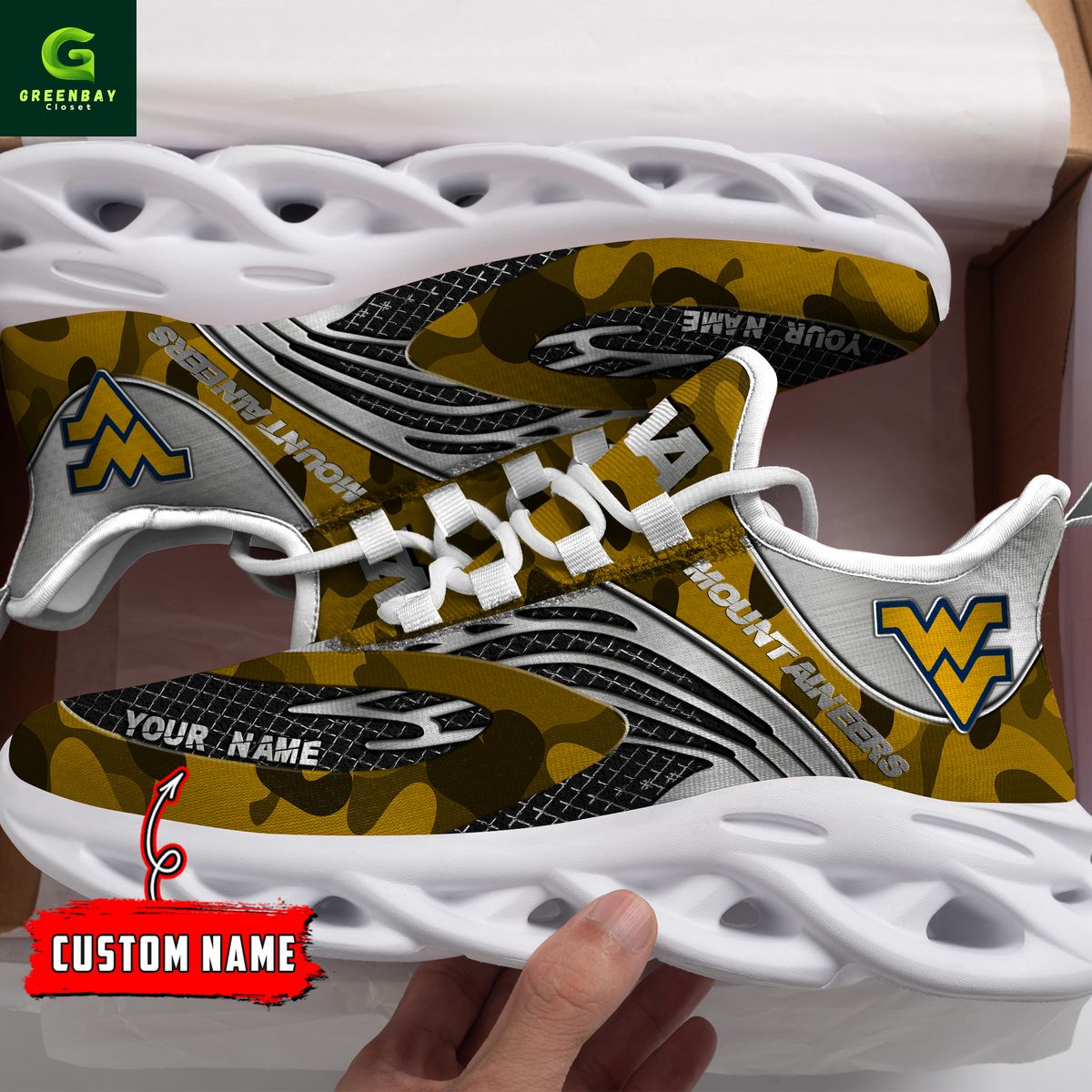 Ideafootwear West Virginia Mountaineers Max Soul Shoes Sneakers For Men And Women