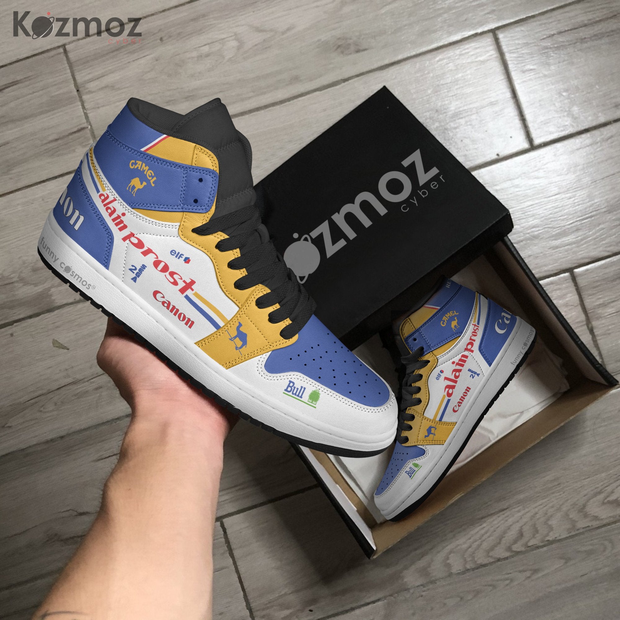 Ideafootwear Williams Alain Prost AJ1 High Sneakers Shoes For Men And Women