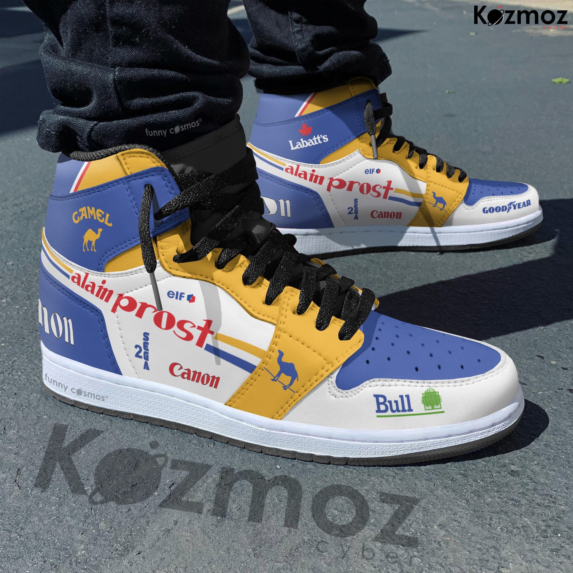 Ideafootwear Williams Alain Prost AJ1 High Sneakers Shoes For Men And Women