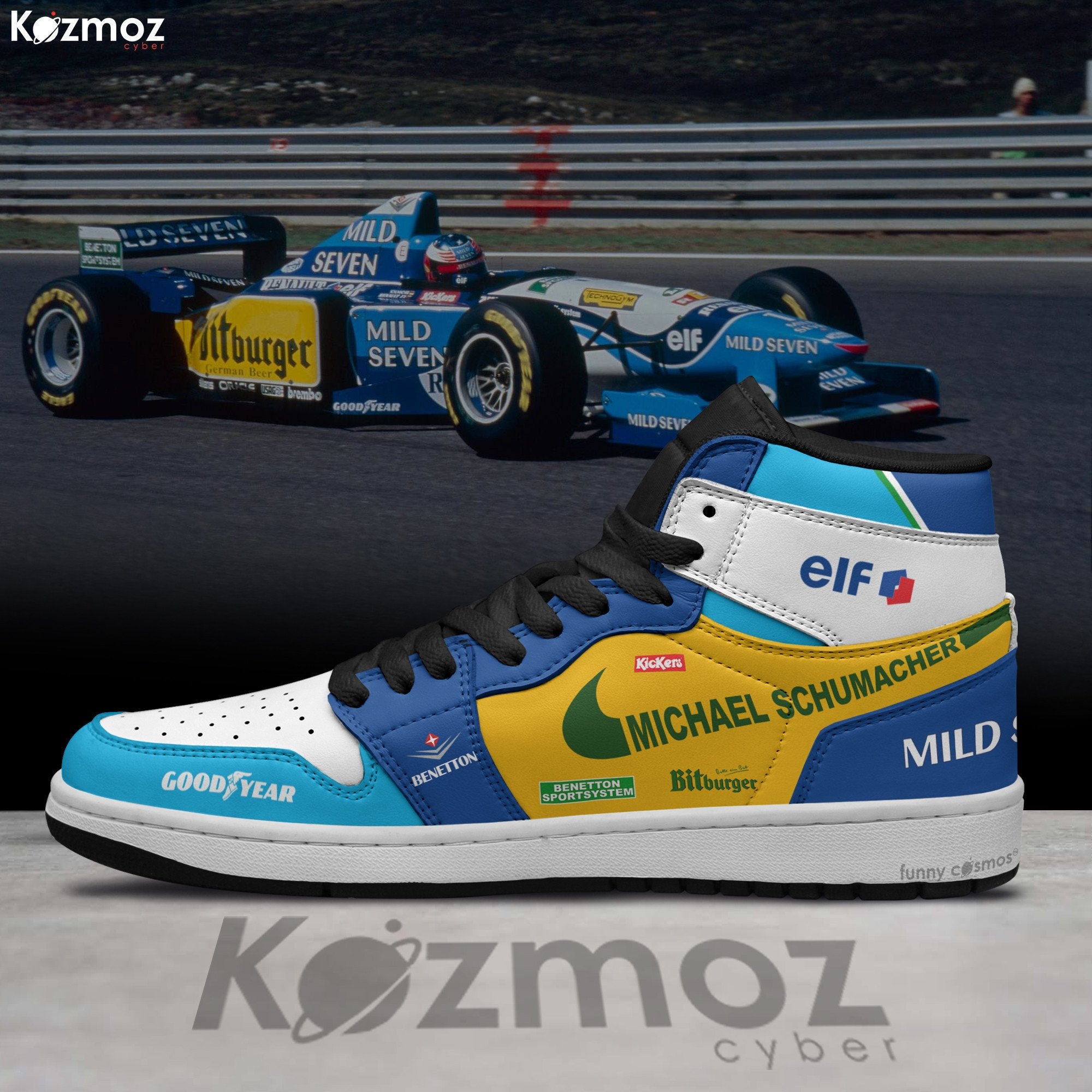 Ideafootwear Williams Nelson Piquet AJ1 High Sneakers Shoes For Men And Women