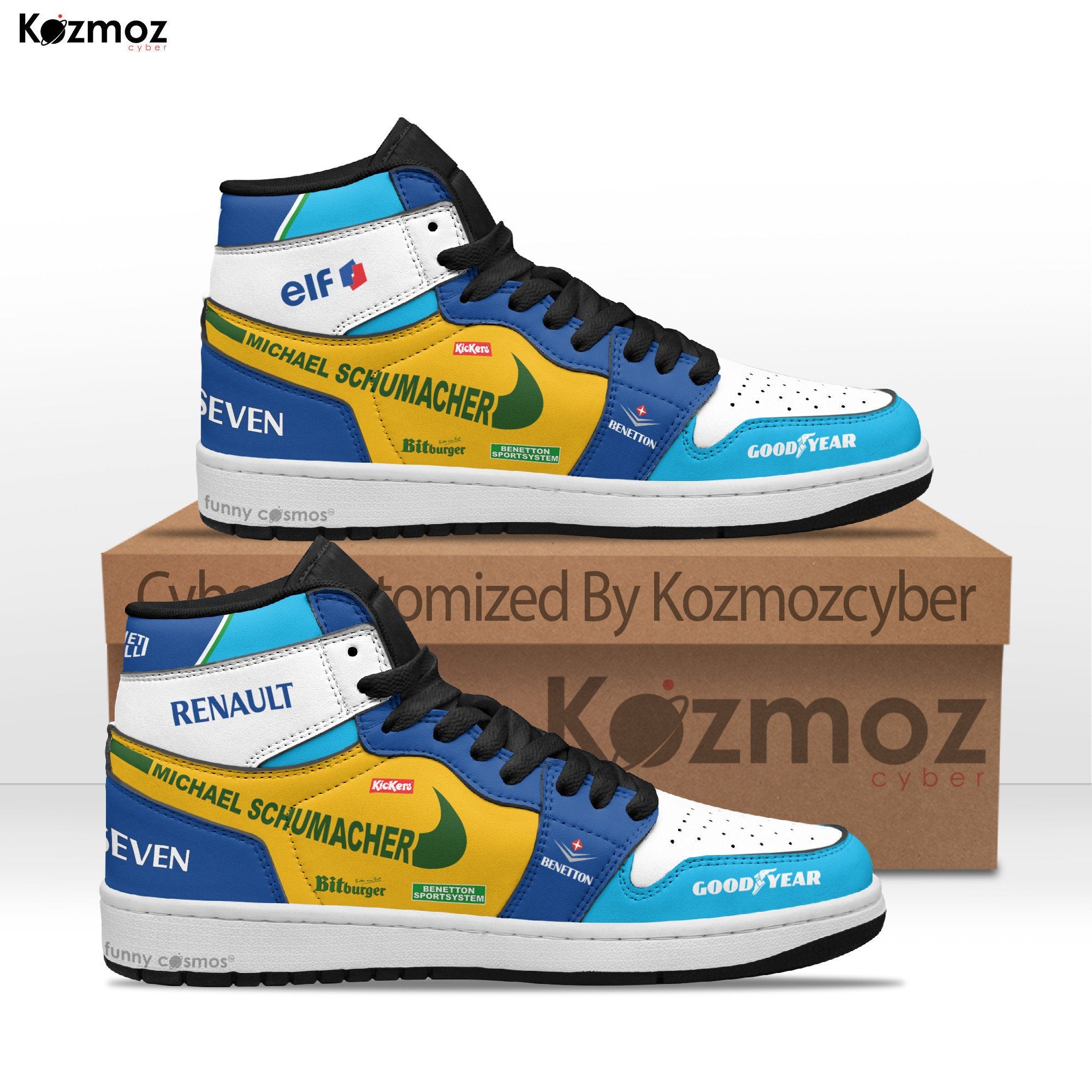 Ideafootwear Williams Nelson Piquet AJ1 High Sneakers Shoes For Men And Women