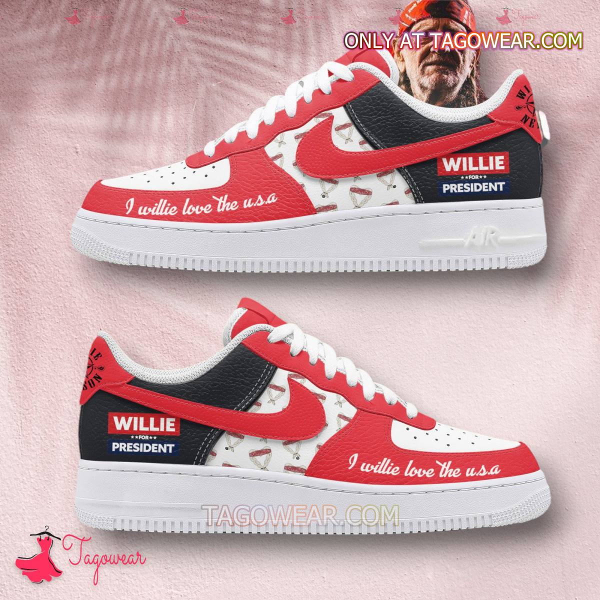 Ideafootwear Willie Nelson Air Low-Top Sneakers Shoes For Men And Women 1