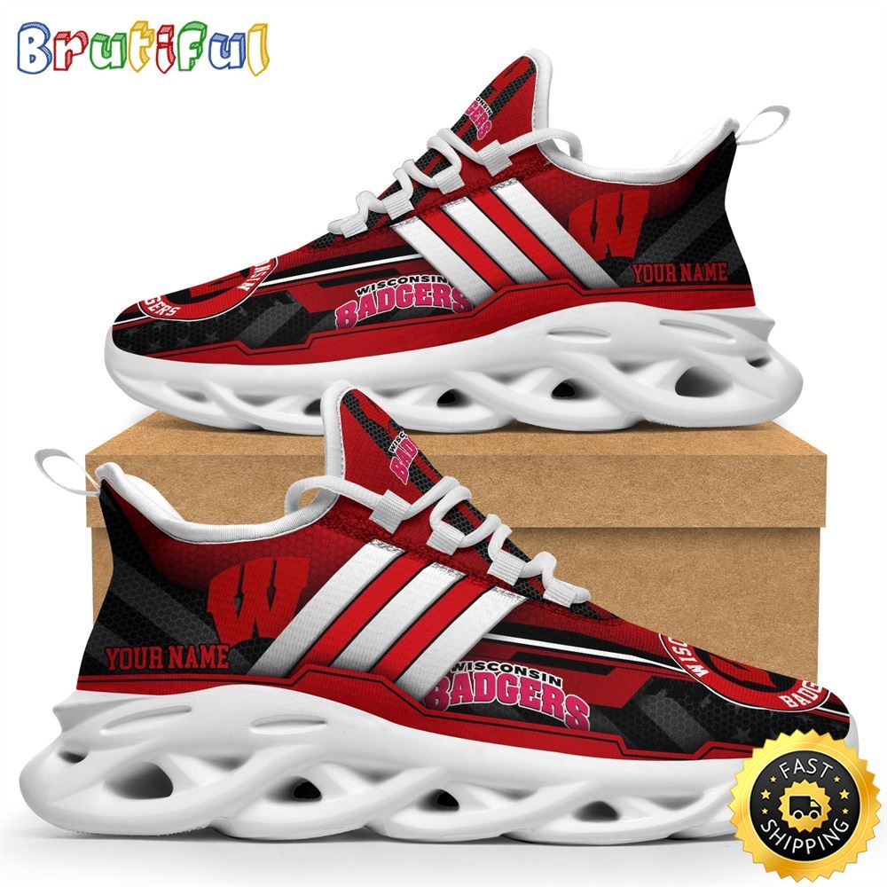 Ideafootwear Wisconsin Badgers Max Soul Shoes Sneakers For Men And Women