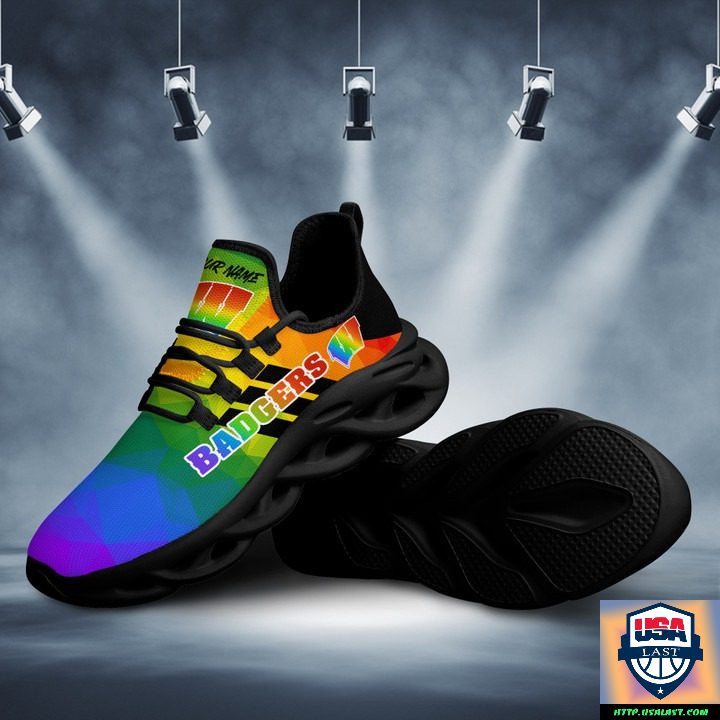 Ideafootwear Wisconsin Badgers Max Soul Shoes Sneakers For Men And Women