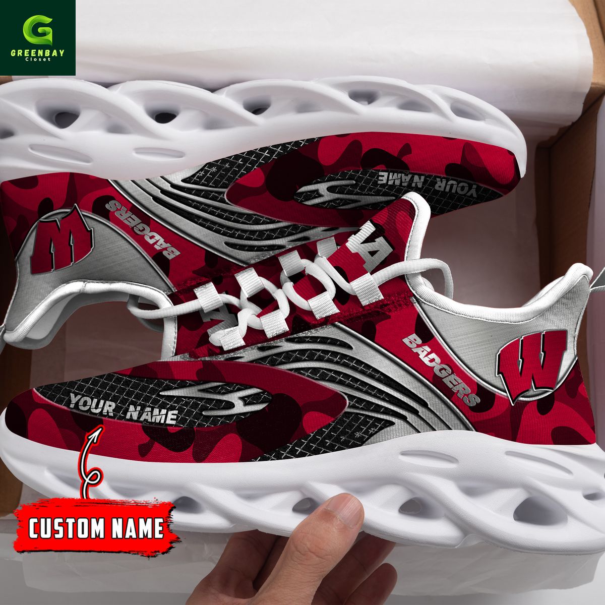 Ideafootwear Wisconsin Badgers Max Soul Shoes Sneakers For Men And Women