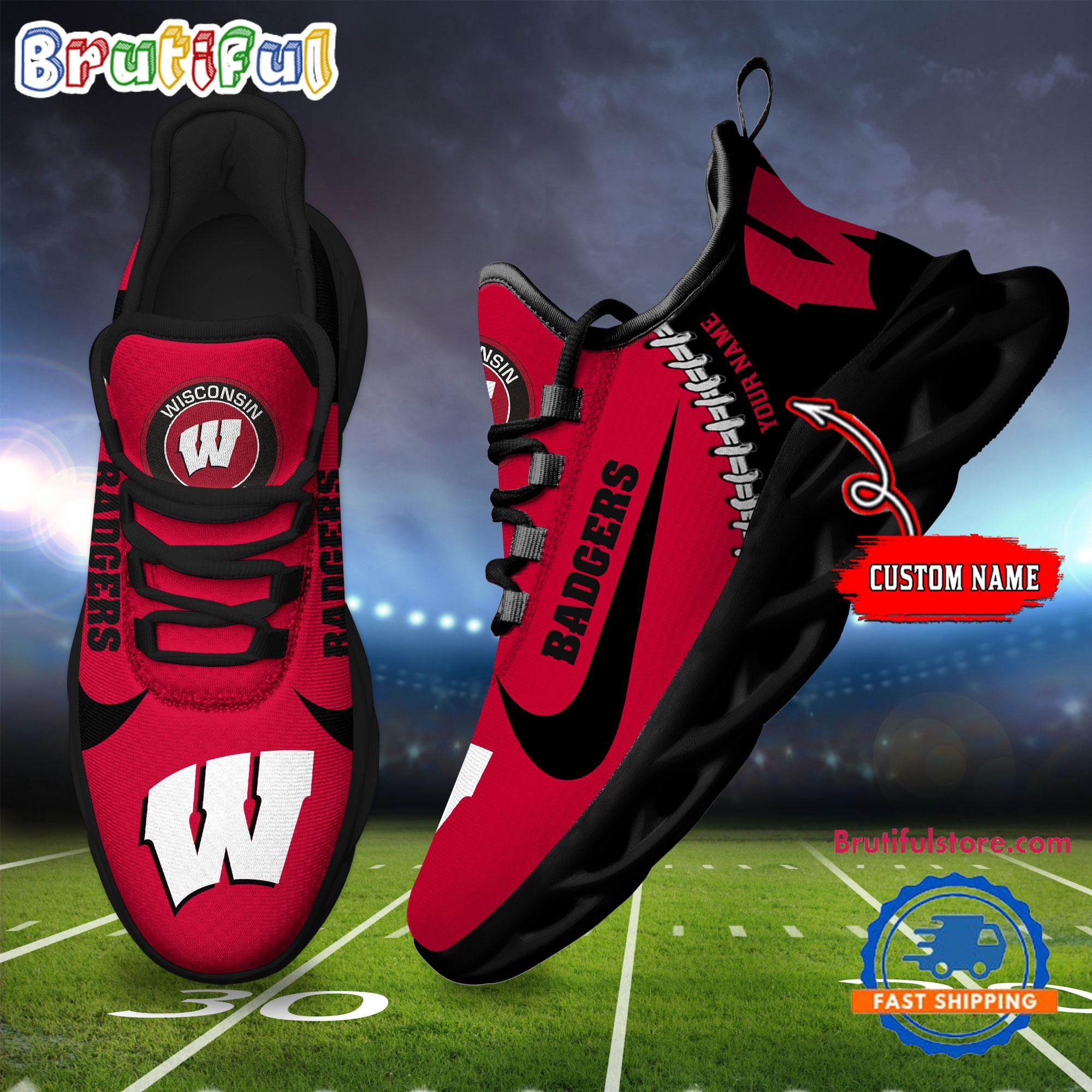 Ideafootwear Wisconsin Badgers Max Soul Shoes Sneakers For Men And Women