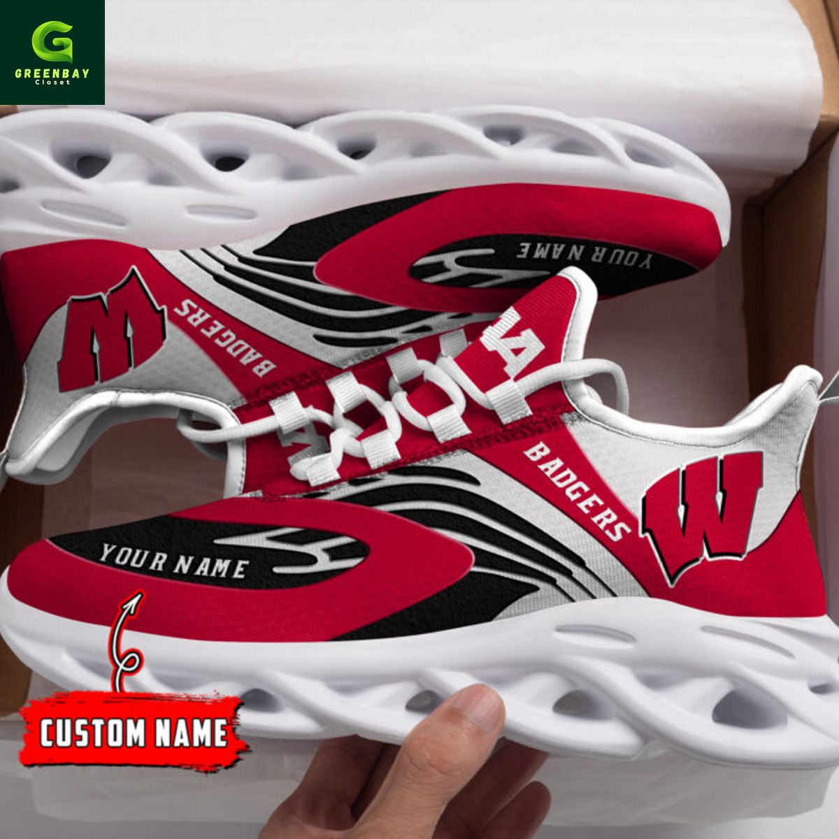 Ideafootwear Wisconsin Badgers Max Soul Shoes Sneakers For Men And Women