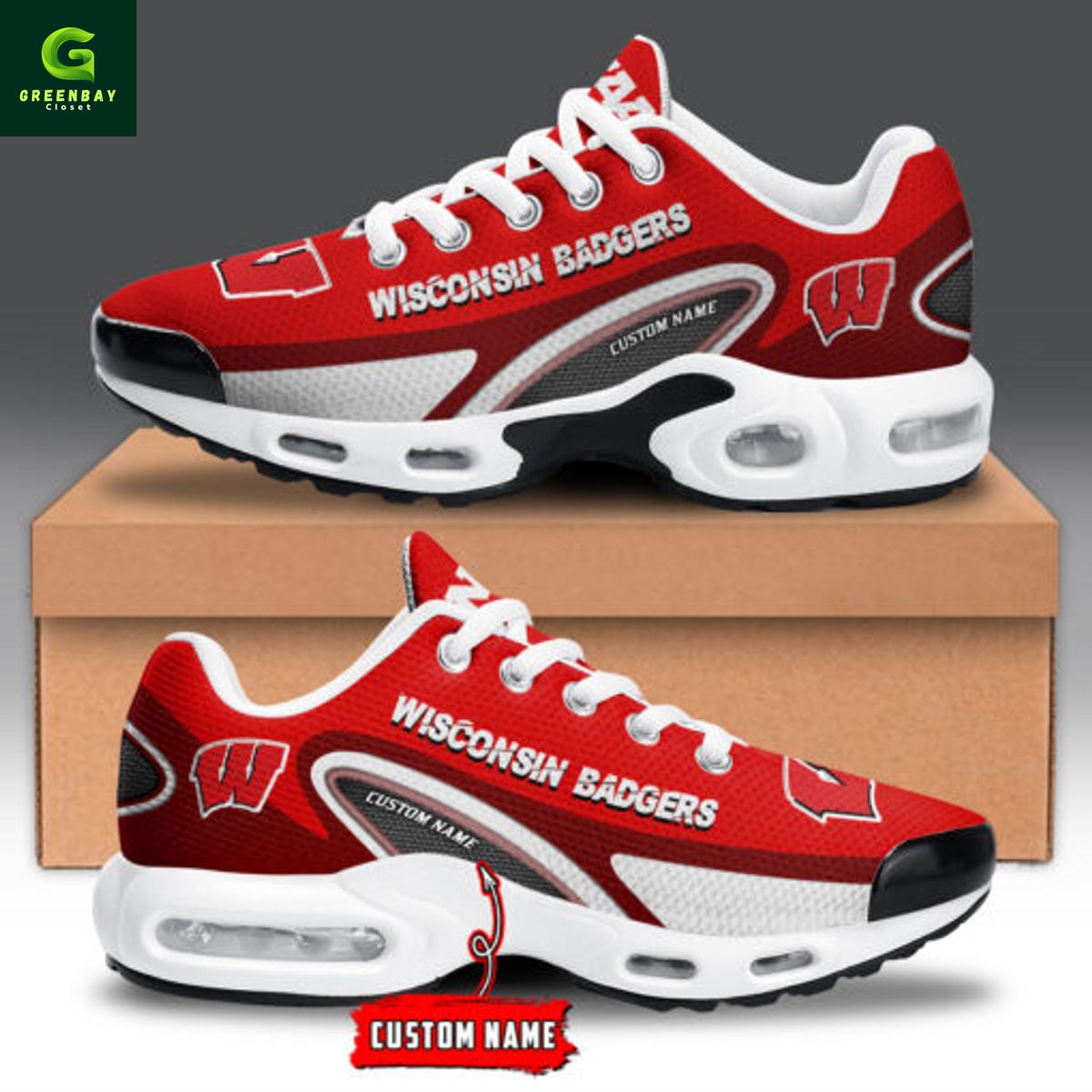 Ideafootwear Wisconsin Badgers TN Shoes Sneakers For Men And Women
