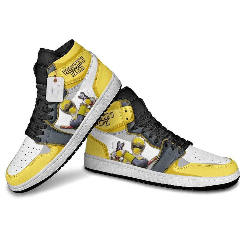 Ideafootwear Yellow Ninja Ranger AJ1 High Sneakers Shoes For Men And Women