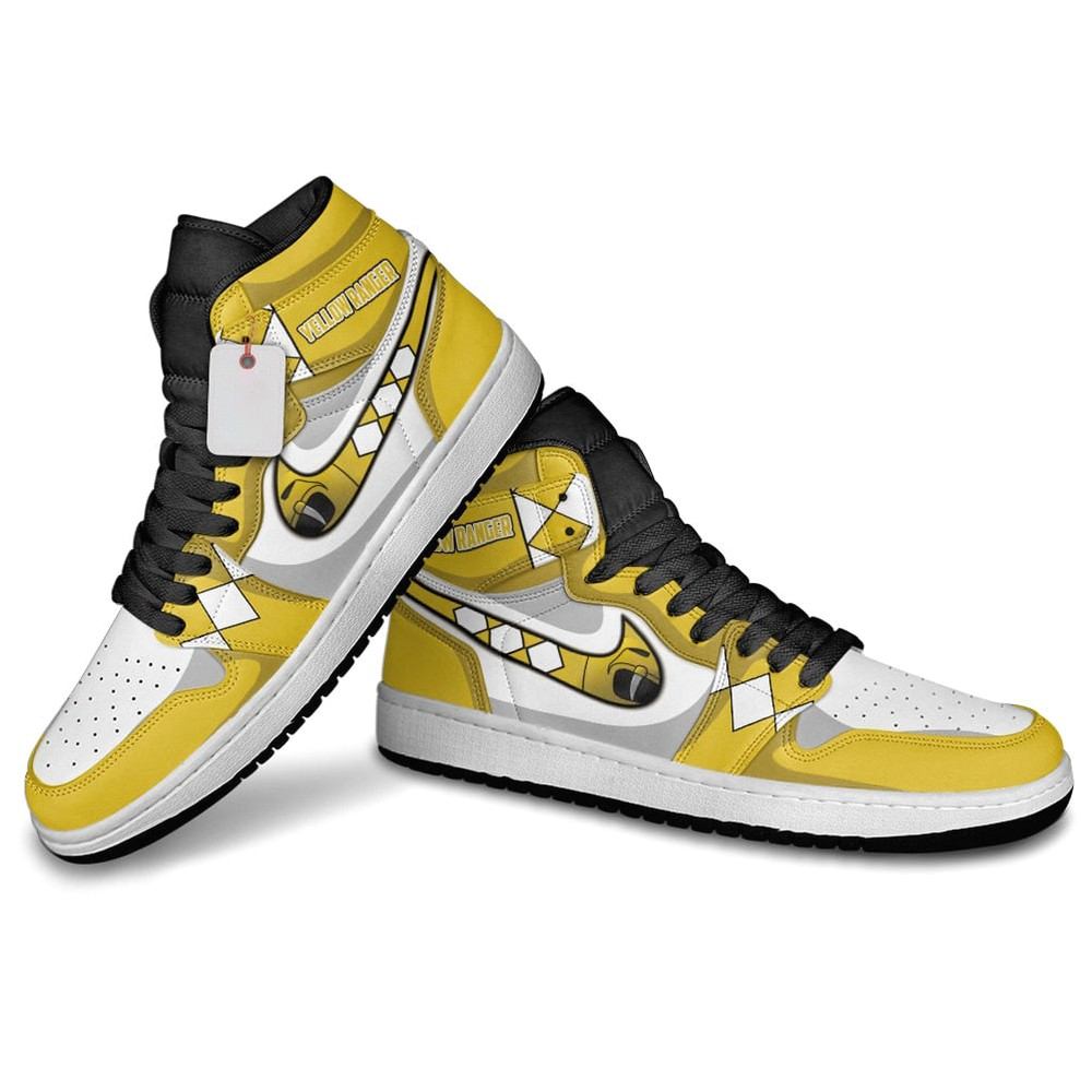 Ideafootwear Yellow Ranger AJ1 High Sneakers Shoes For Men And Women