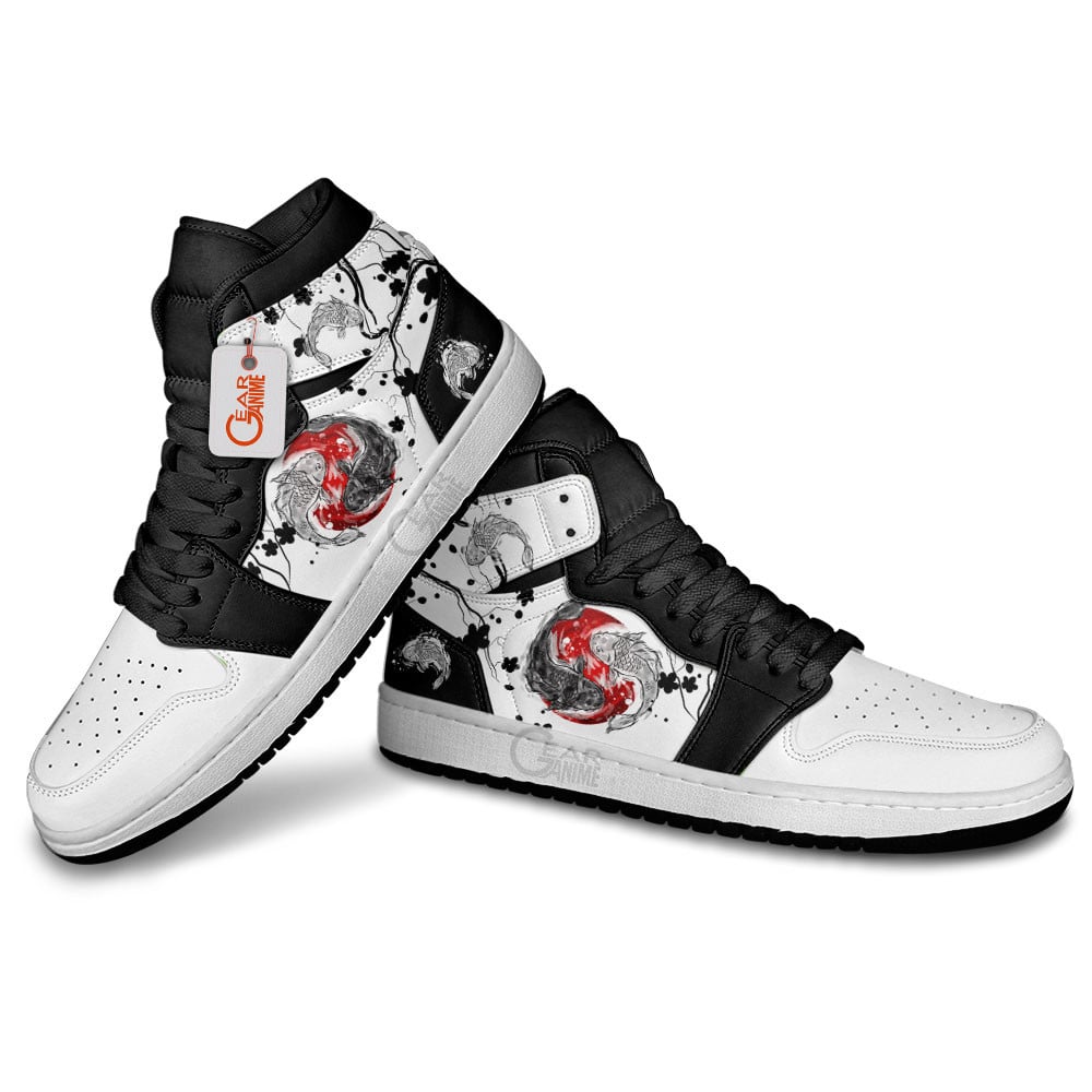 Ideafootwear Yin Yang Koi Fish AJ1 High Sneakers Shoes For Men And Women