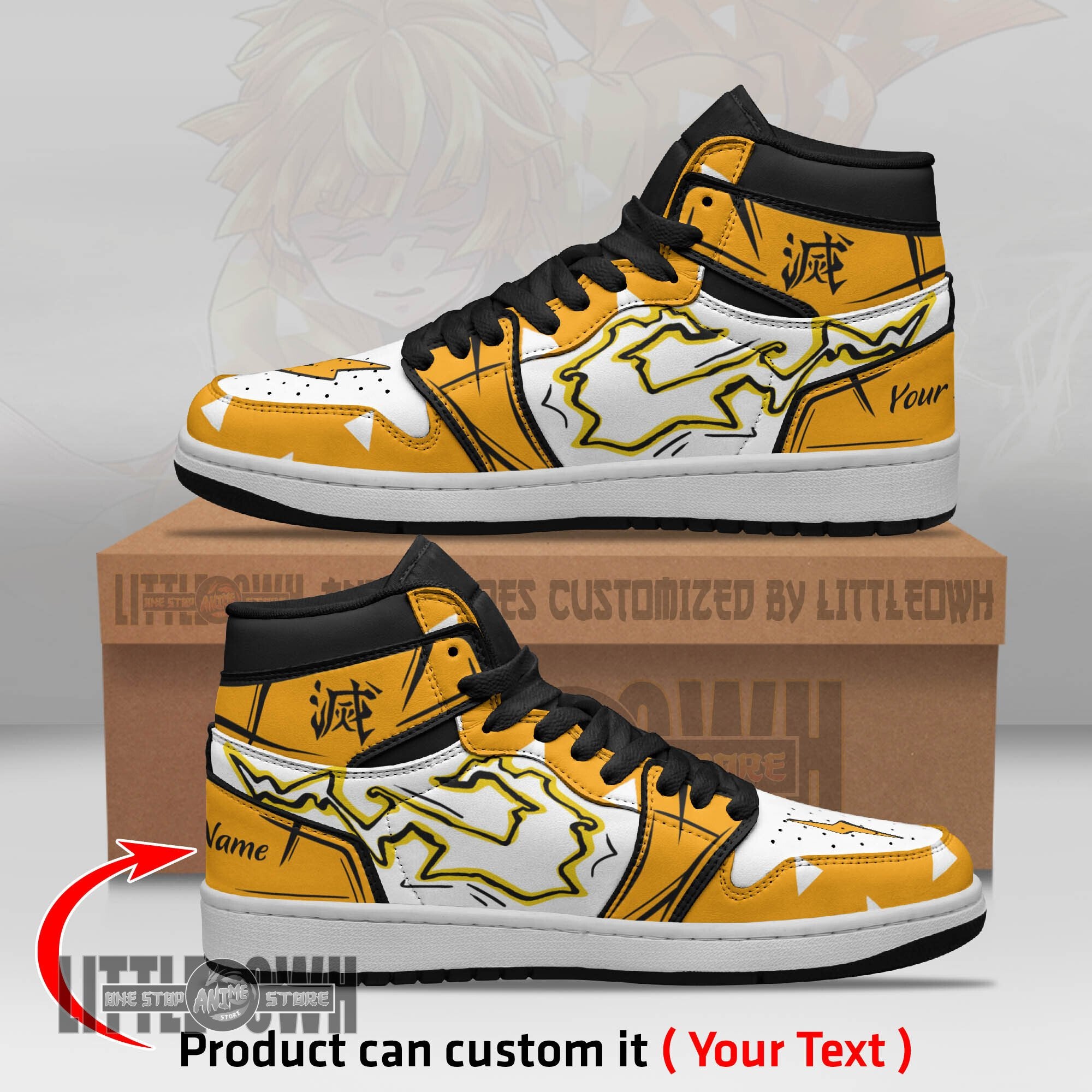 Ideafootwear Zenitsu Agatsuma AJ1 High Sneakers Shoes For Men And Women