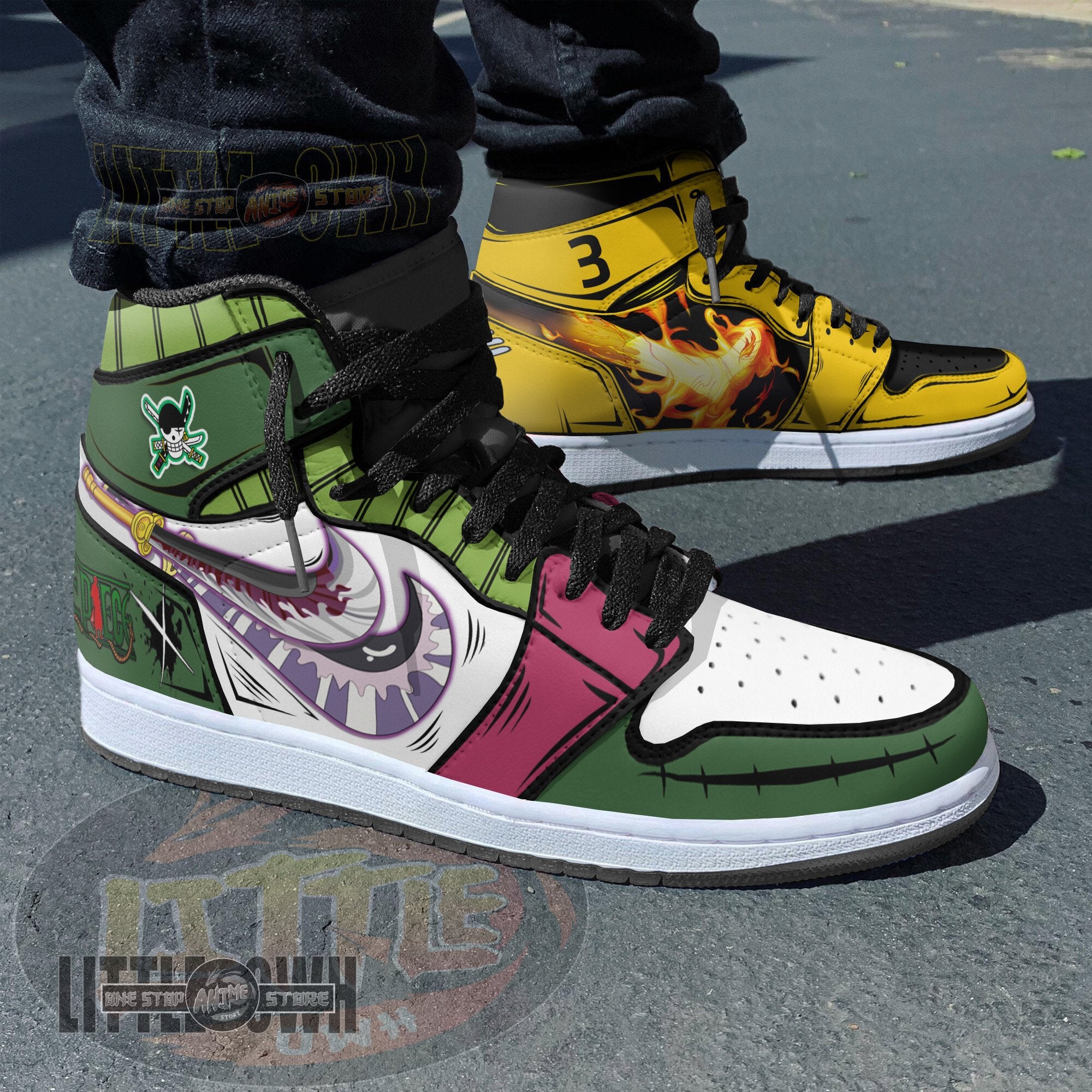 Ideafootwear Zoro x Sanji AJ1 High Sneakers Shoes For Men And Women