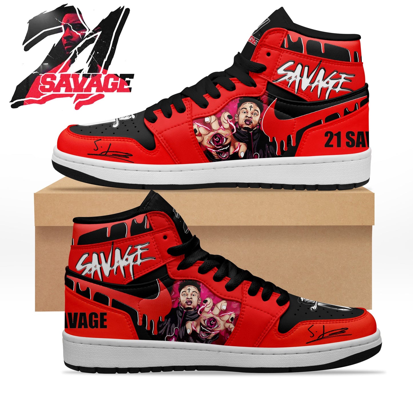 Ideafootwear 21 Savage AJ1 High Sneakers Shoes For Men And Women