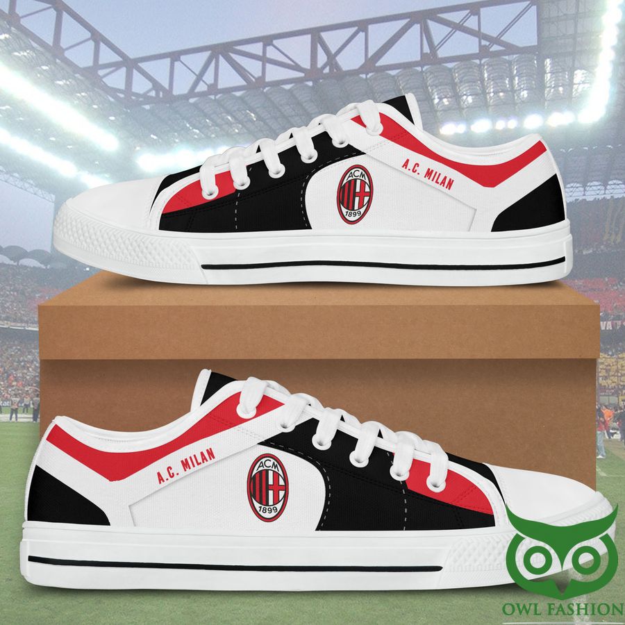 Ideafootwear AC Milan Low Top Canvas Sneakers Shoes For Men And Women