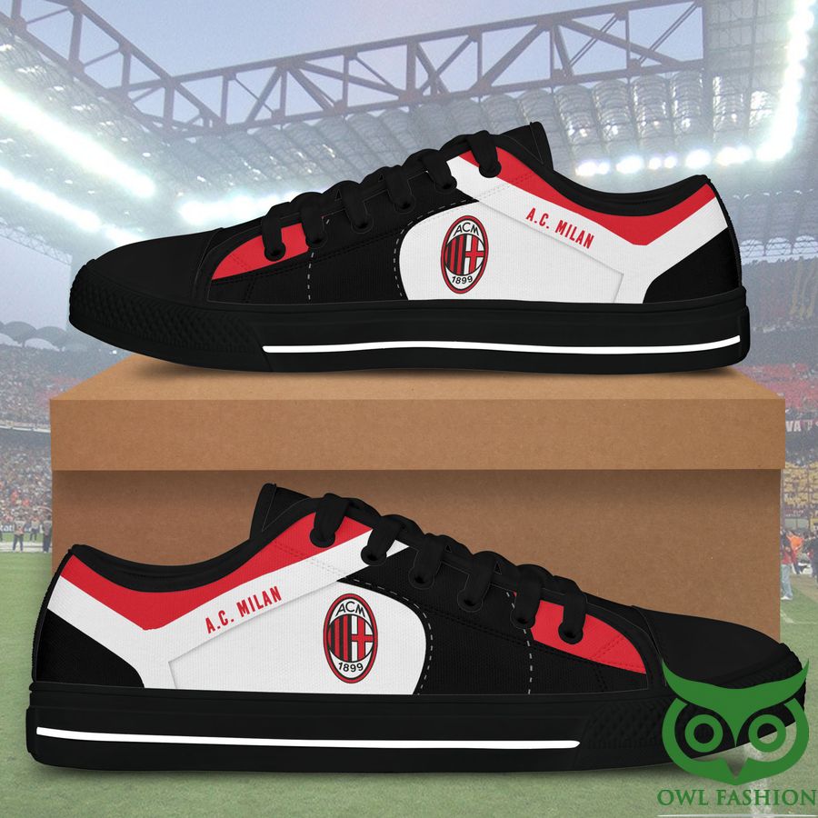 Ideafootwear AC Milan Low Top Canvas Sneakers Shoes For Men And Women