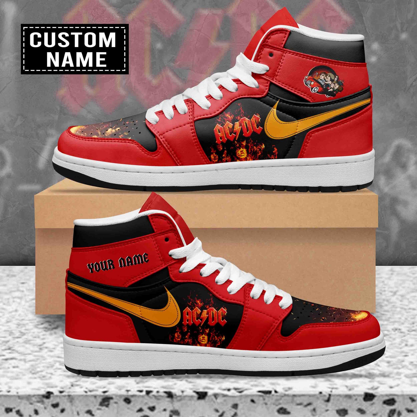 Ideafootwear AC/DC AJ1 High Sneakers Shoes For Men And Women