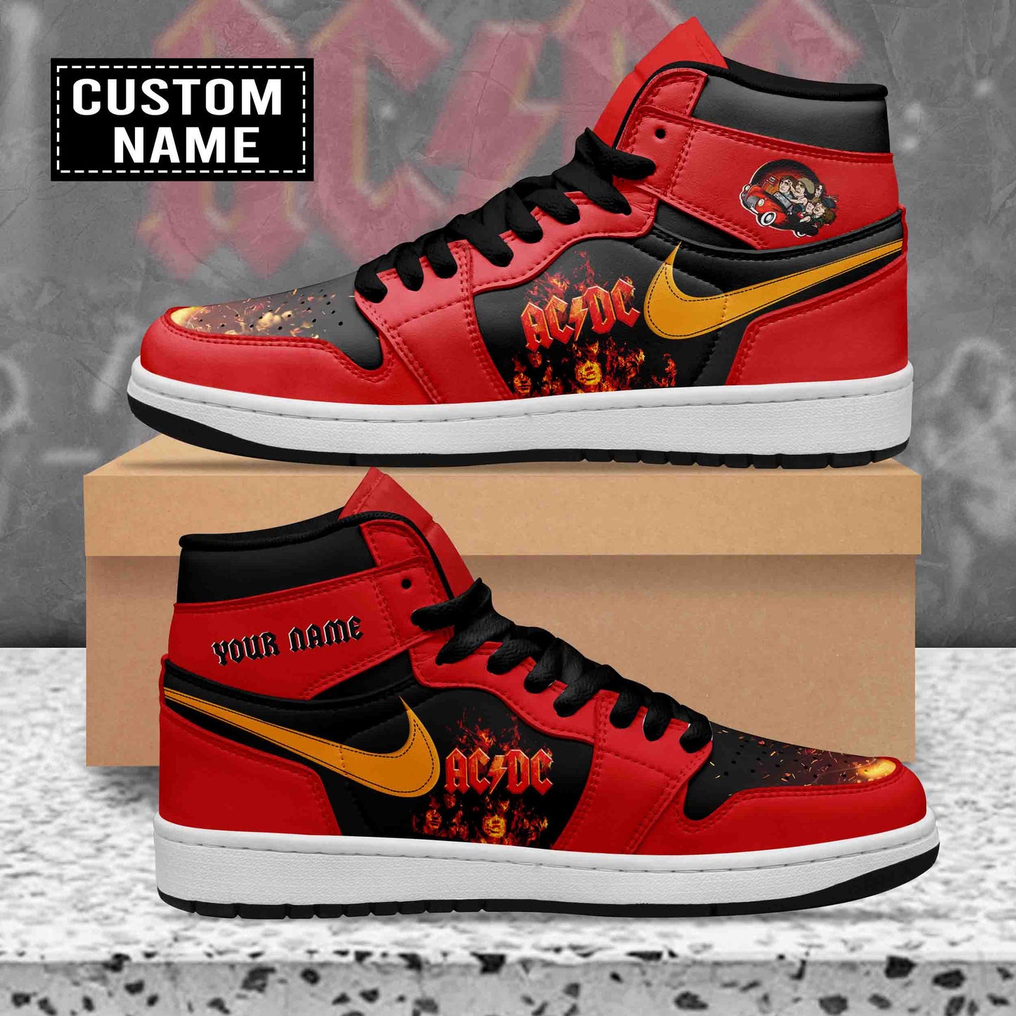 Ideafootwear AC/DC AJ1 High Sneakers Shoes For Men And Women