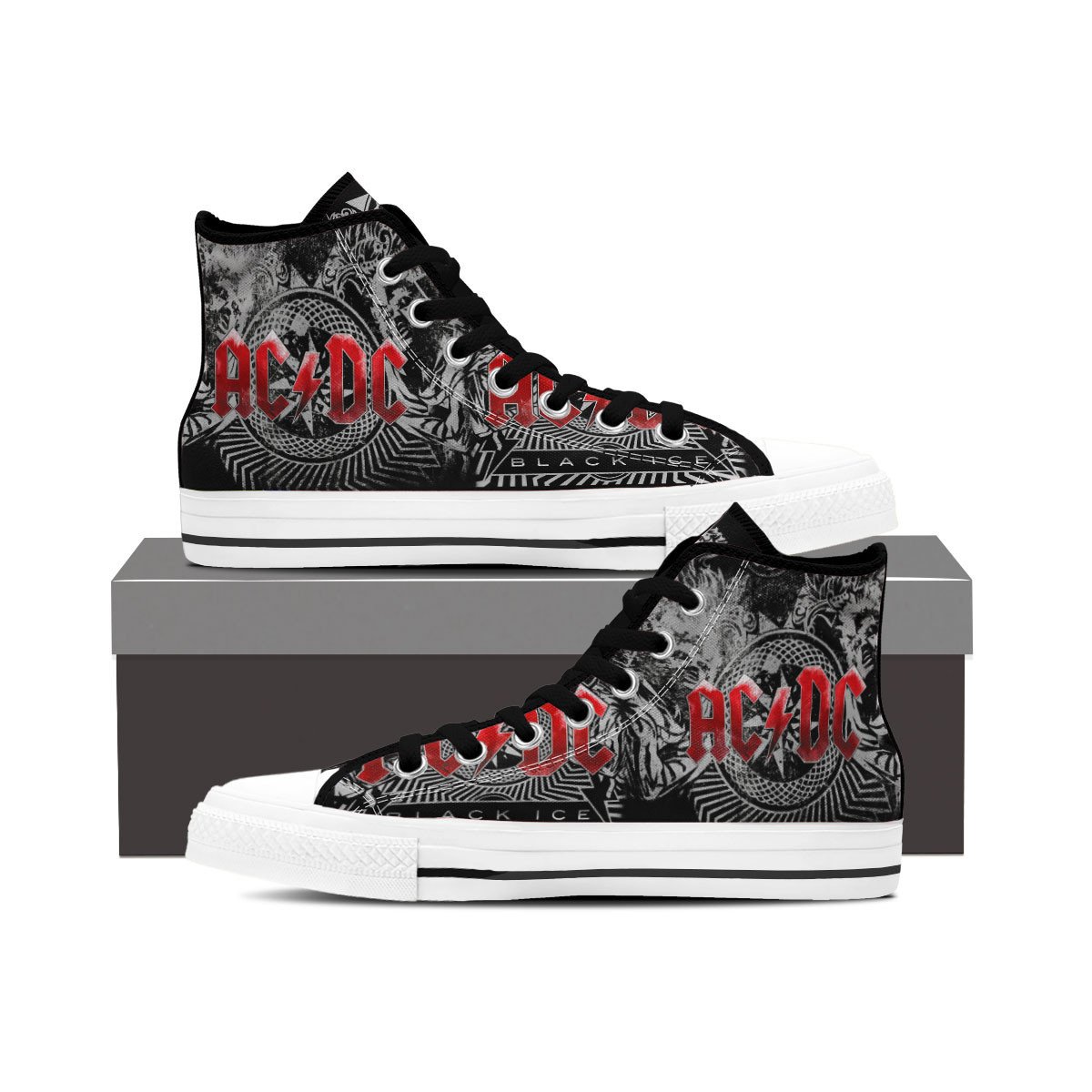 Ideafootwear AC/DC High Top Canvas Sneakers Shoes For Men And Women