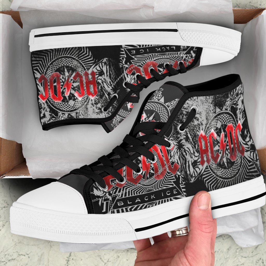 Ideafootwear AC/DC High Top Canvas Sneakers Shoes For Men And Women