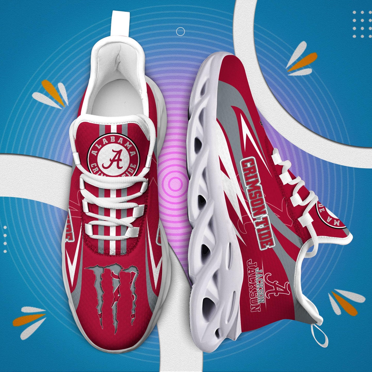 Ideafootwear Alabama Crimson Tide Max Soul Shoes Sneakers For Men And Women
