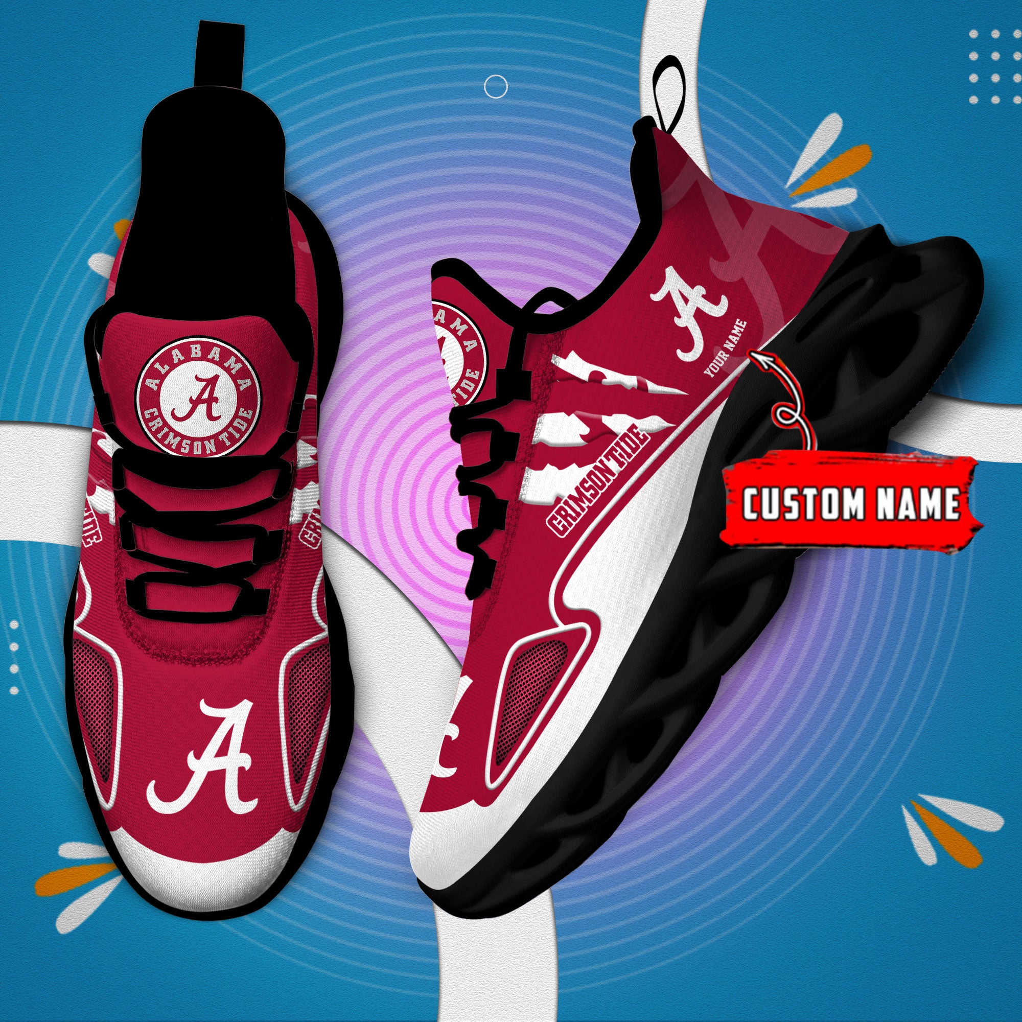 Ideafootwear Alabama Crimson Tide Max Soul Shoes Sneakers For Men And Women