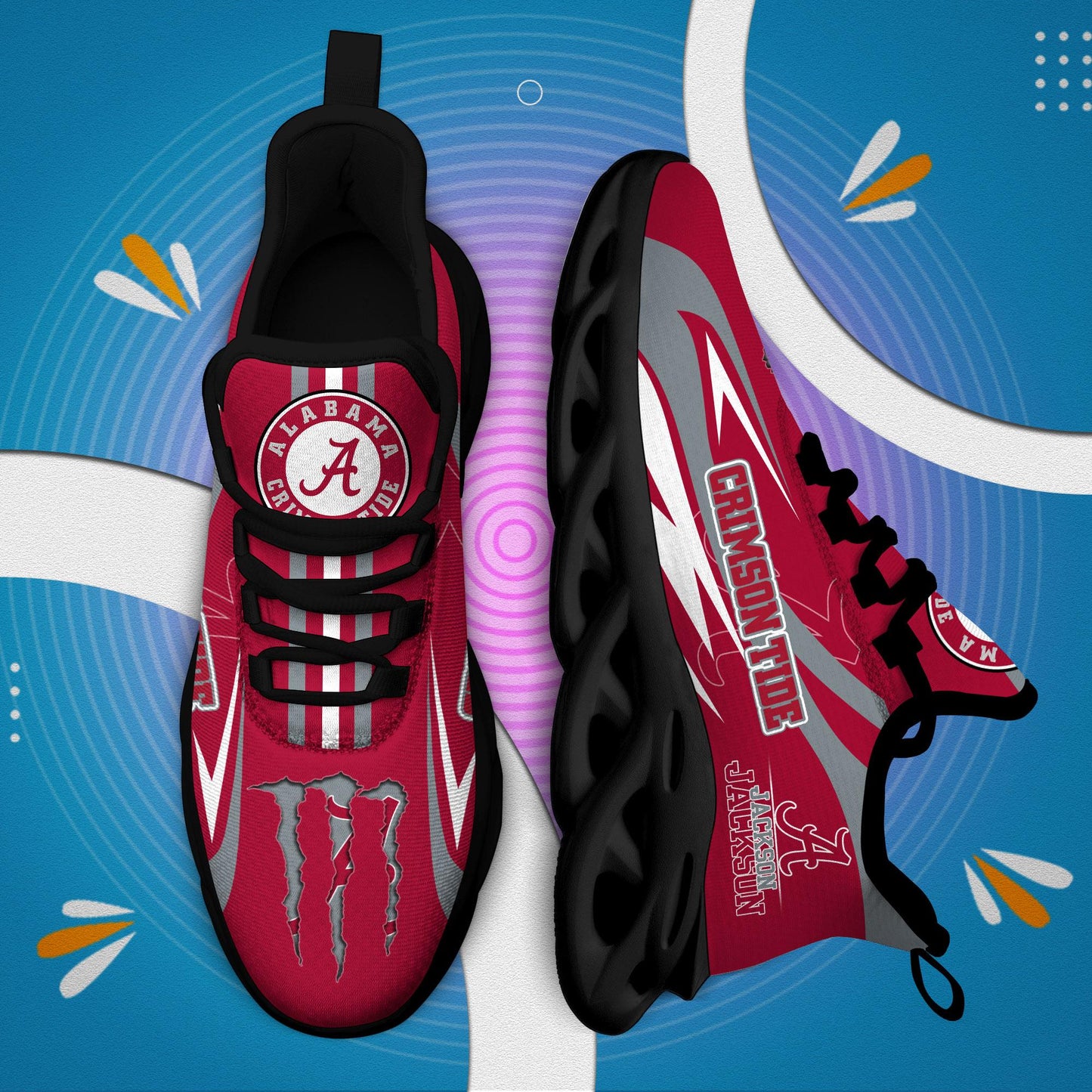 Ideafootwear Alabama Crimson Tide Max Soul Shoes Sneakers For Men And Women