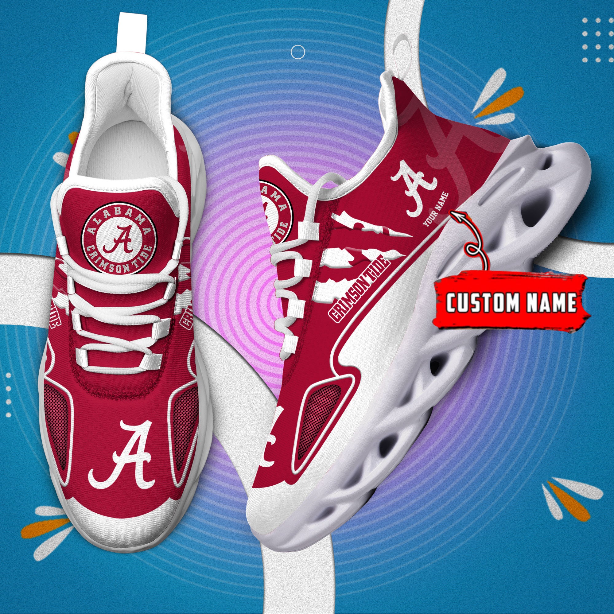 Ideafootwear Alabama Crimson Tide Max Soul Shoes Sneakers For Men And Women