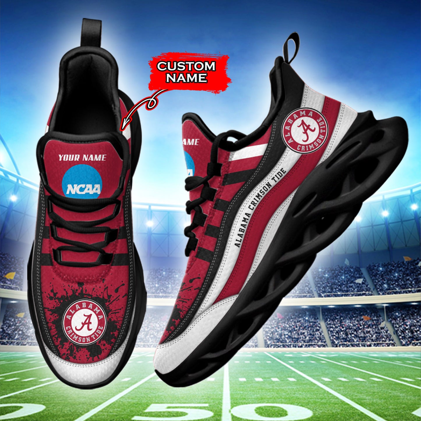 Ideafootwear Alabama Crimson Tide NCAA Max Soul Shoes Sneakers For Men And Women