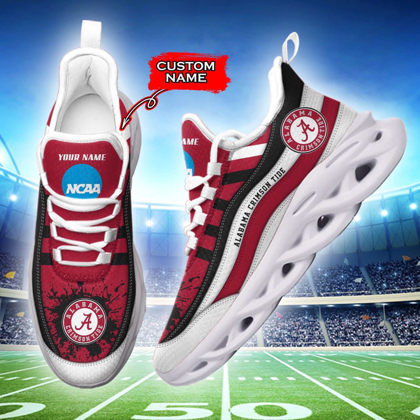 Ideafootwear Alabama Crimson Tide NCAA Max Soul Shoes Sneakers For Men And Women