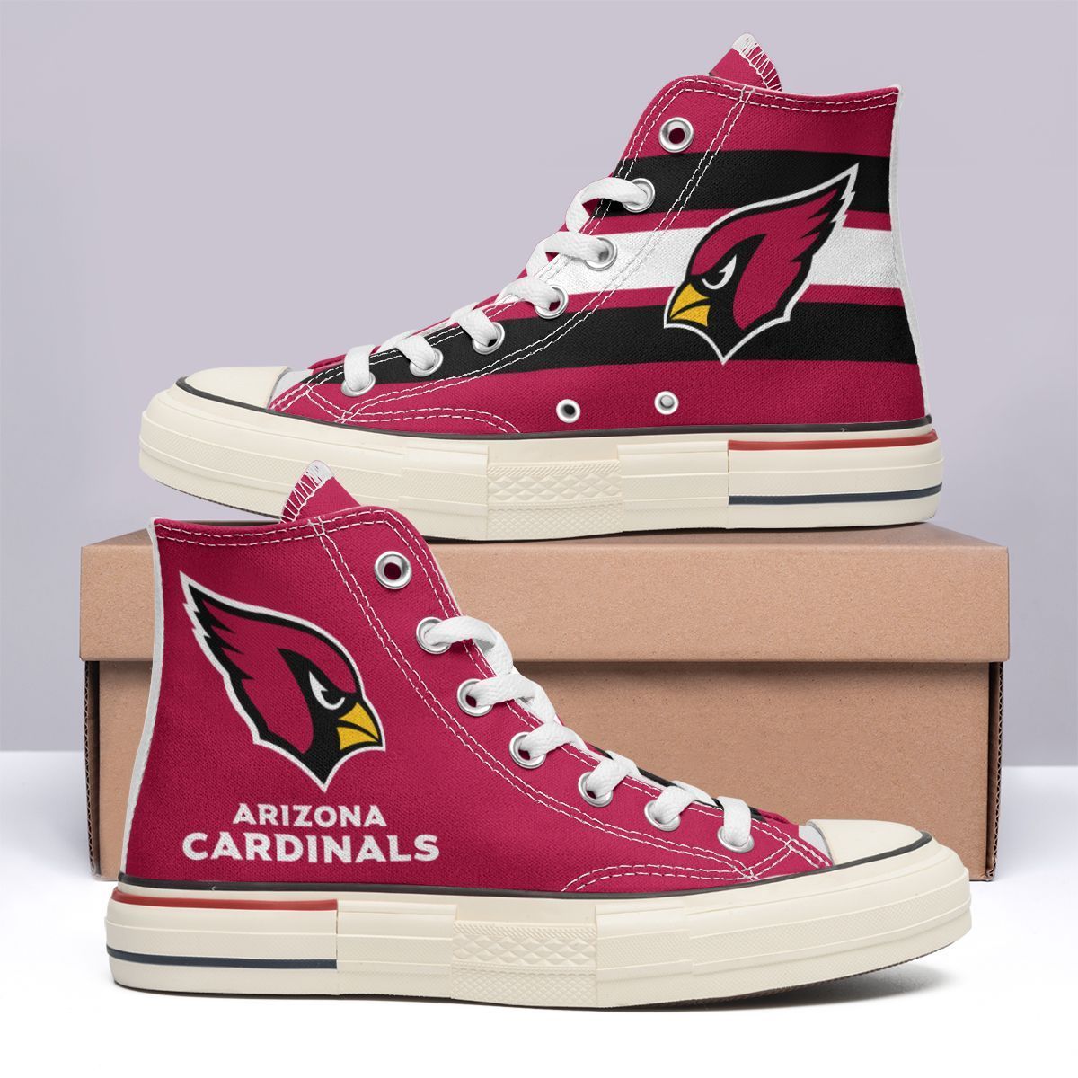 Ideafootwear Arizona Cardinals High Top Canvas Sneakers Shoes For Men And Women