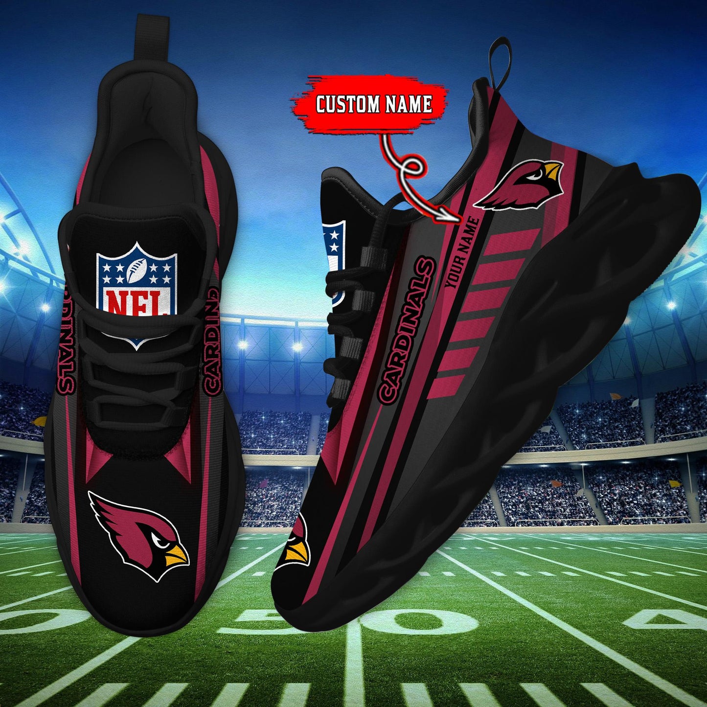 Ideafootwear Arizona Cardinals Max Soul Shoes Sneakers For Men And Women