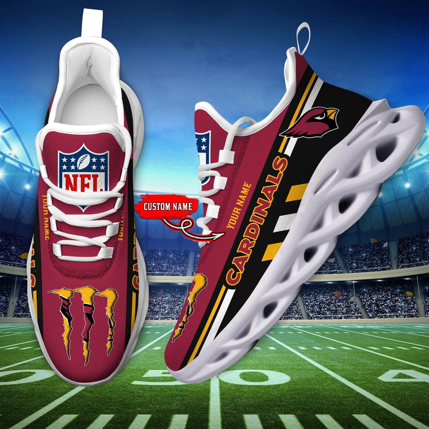 Ideafootwear Arizona Cardinals Max Soul Shoes Sneakers For Men And Women