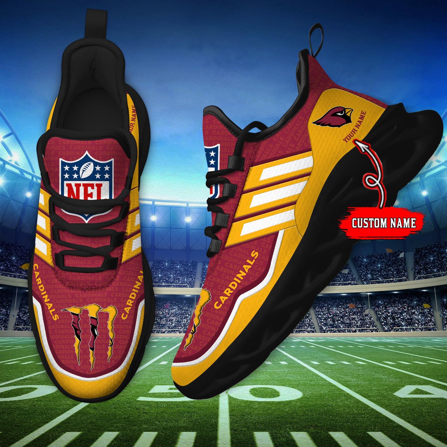 Ideafootwear Arizona Cardinals Max Soul Shoes Sneakers For Men And Women