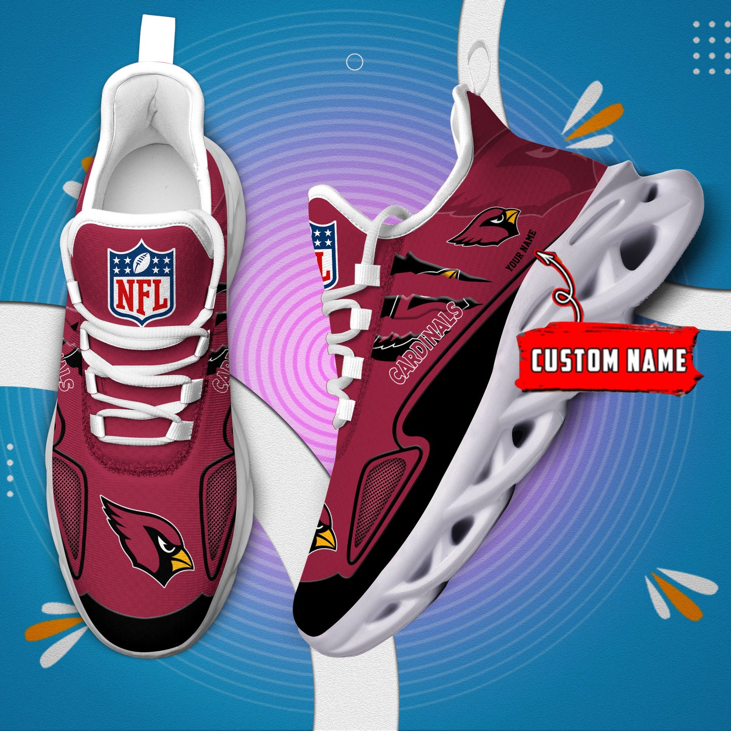 Ideafootwear Arizona Cardinals Max Soul Shoes Sneakers For Men And Women
