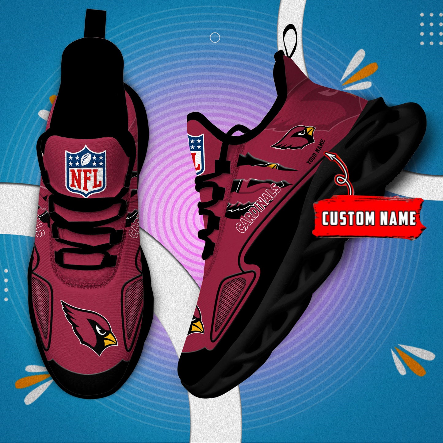 Ideafootwear Arizona Cardinals Max Soul Shoes Sneakers For Men And Women