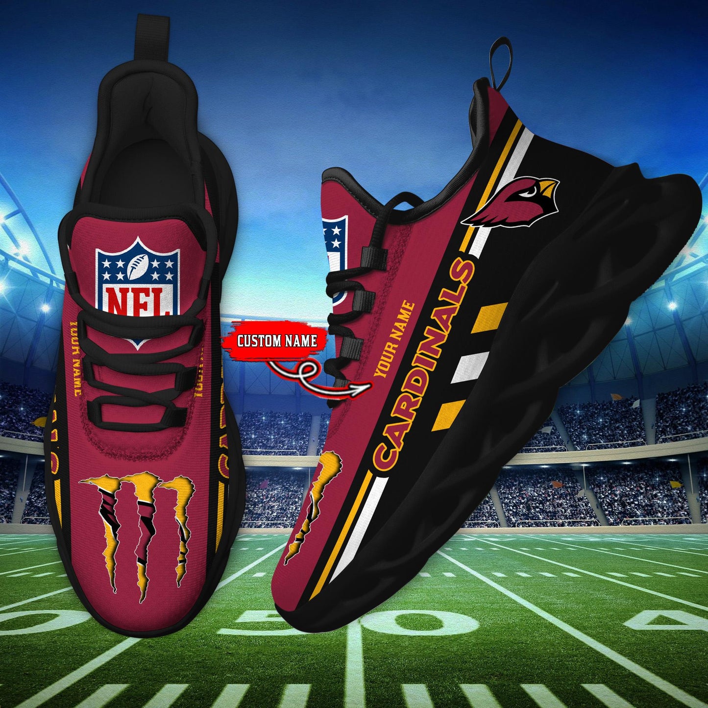 Ideafootwear Arizona Cardinals Max Soul Shoes Sneakers For Men And Women