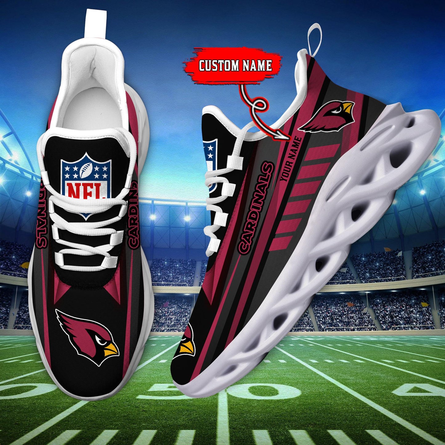 Ideafootwear Arizona Cardinals Max Soul Shoes Sneakers For Men And Women