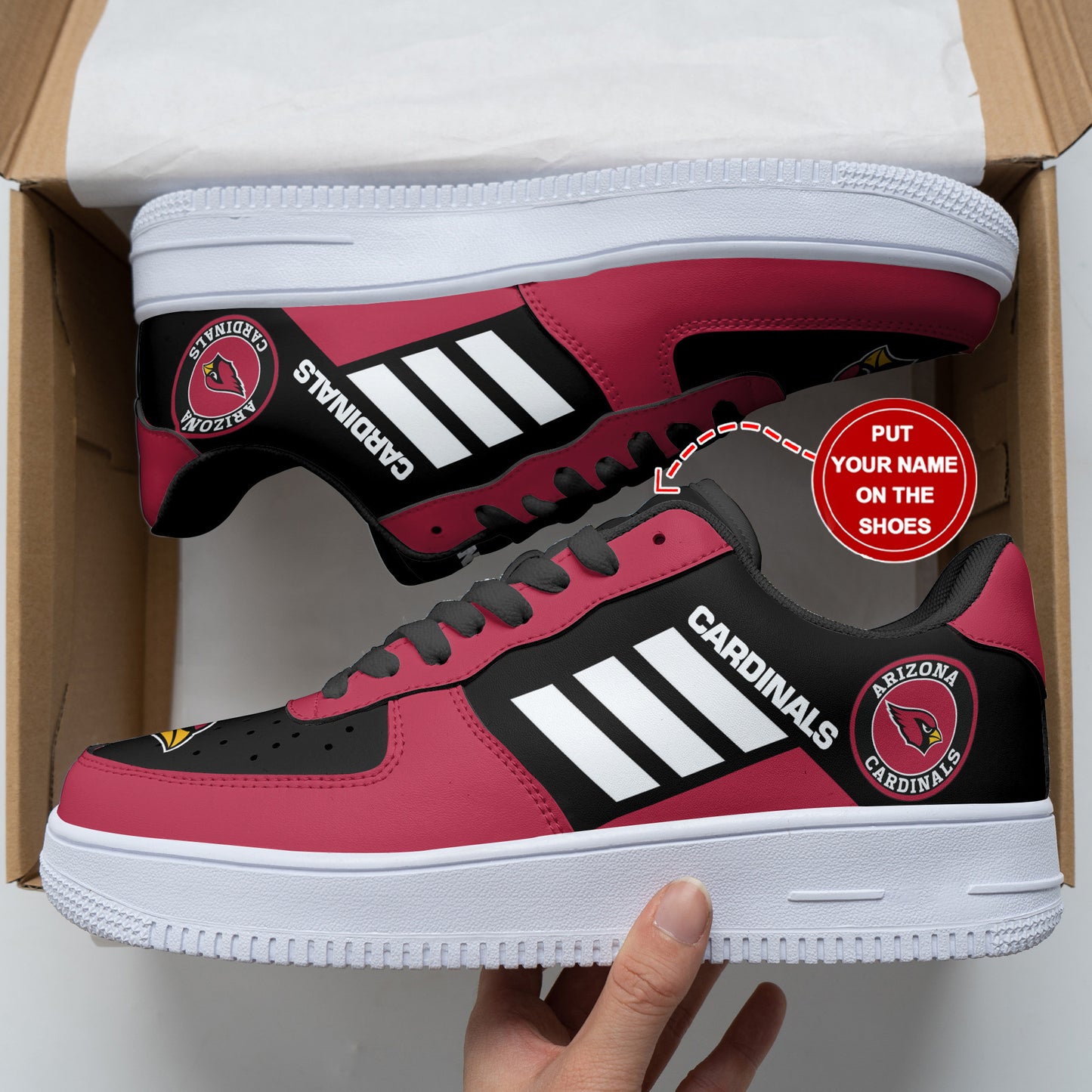Ideafootwear Arizona Cardinals NFL Air Low-Top Sneakers Shoes For Men And Women