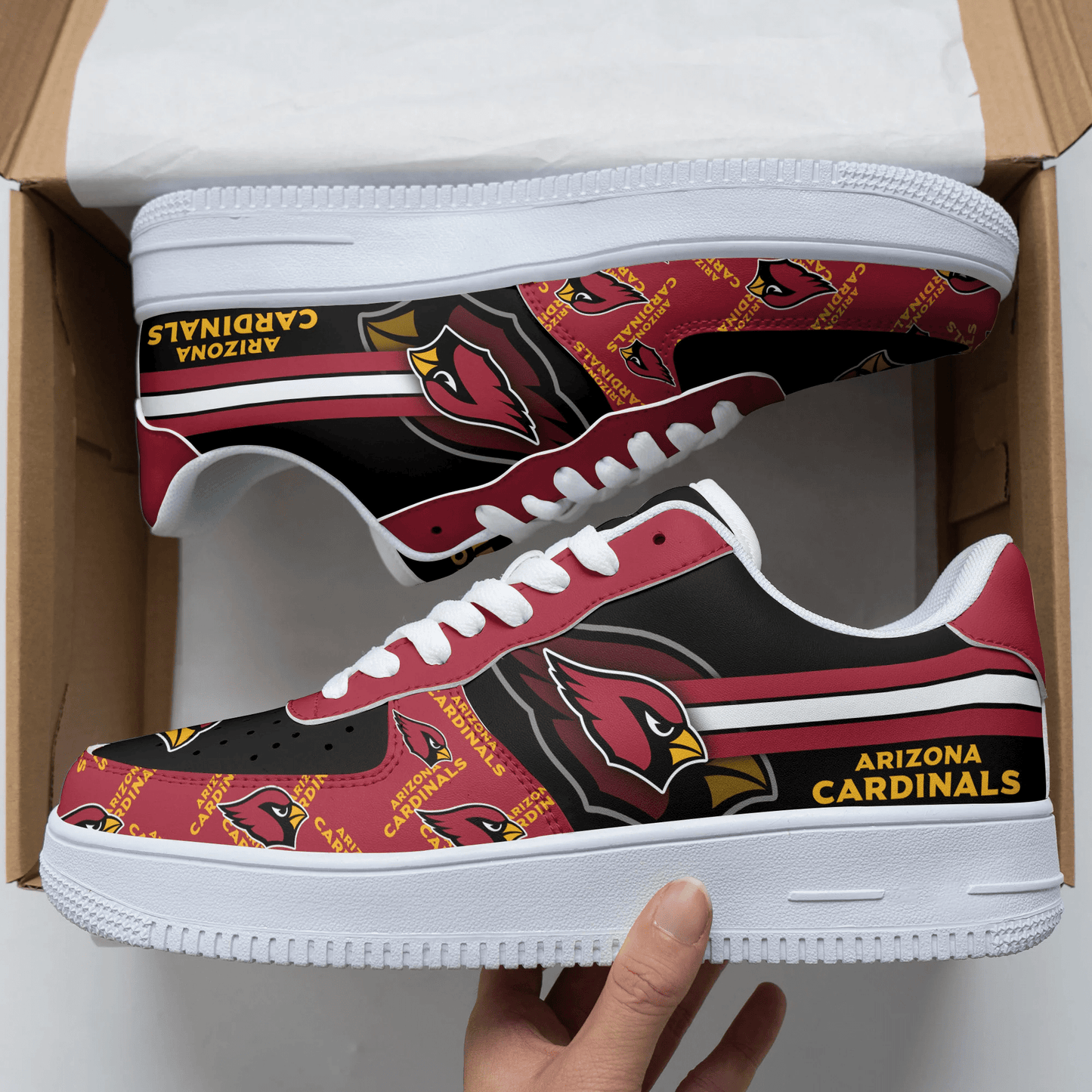 Ideafootwear Arizona Cardinals NFL Air Low-Top Sneakers Shoes For Men And Women