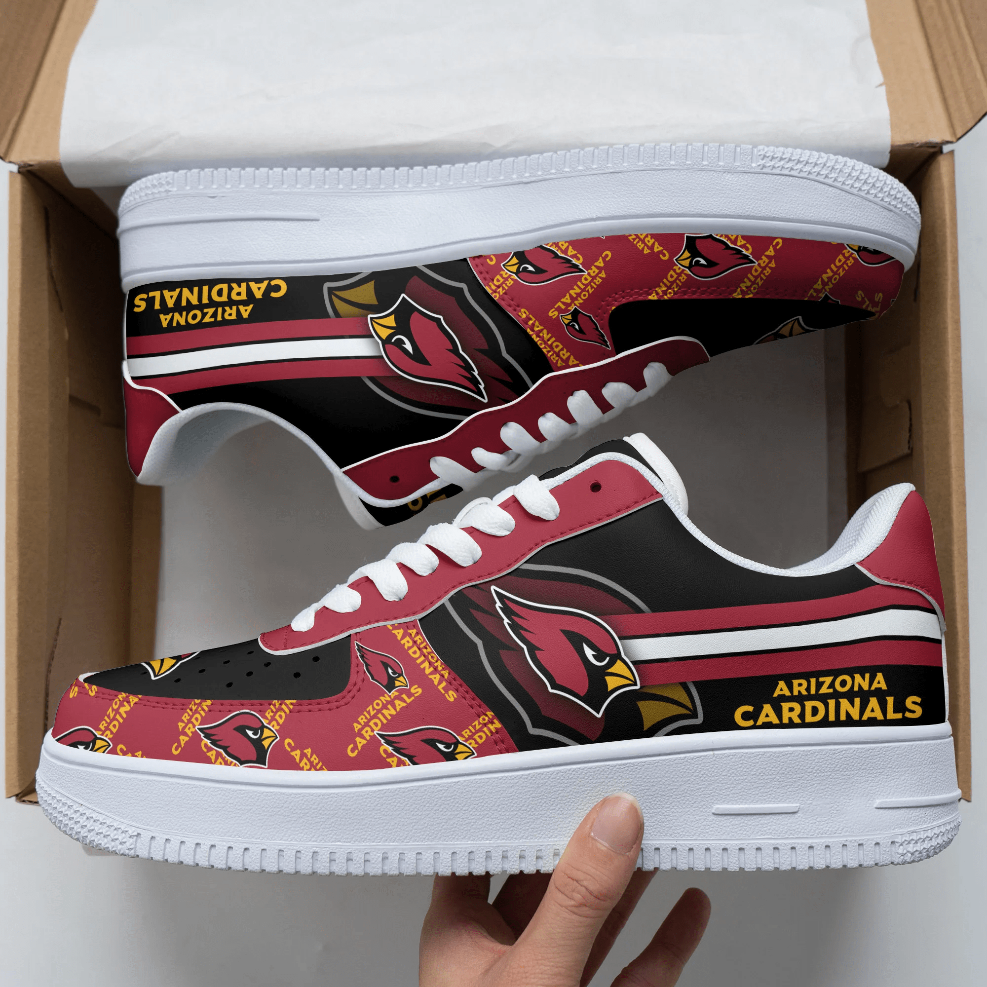 Ideafootwear Arizona Cardinals NFL Air Low-Top Sneakers Shoes For Men And Women