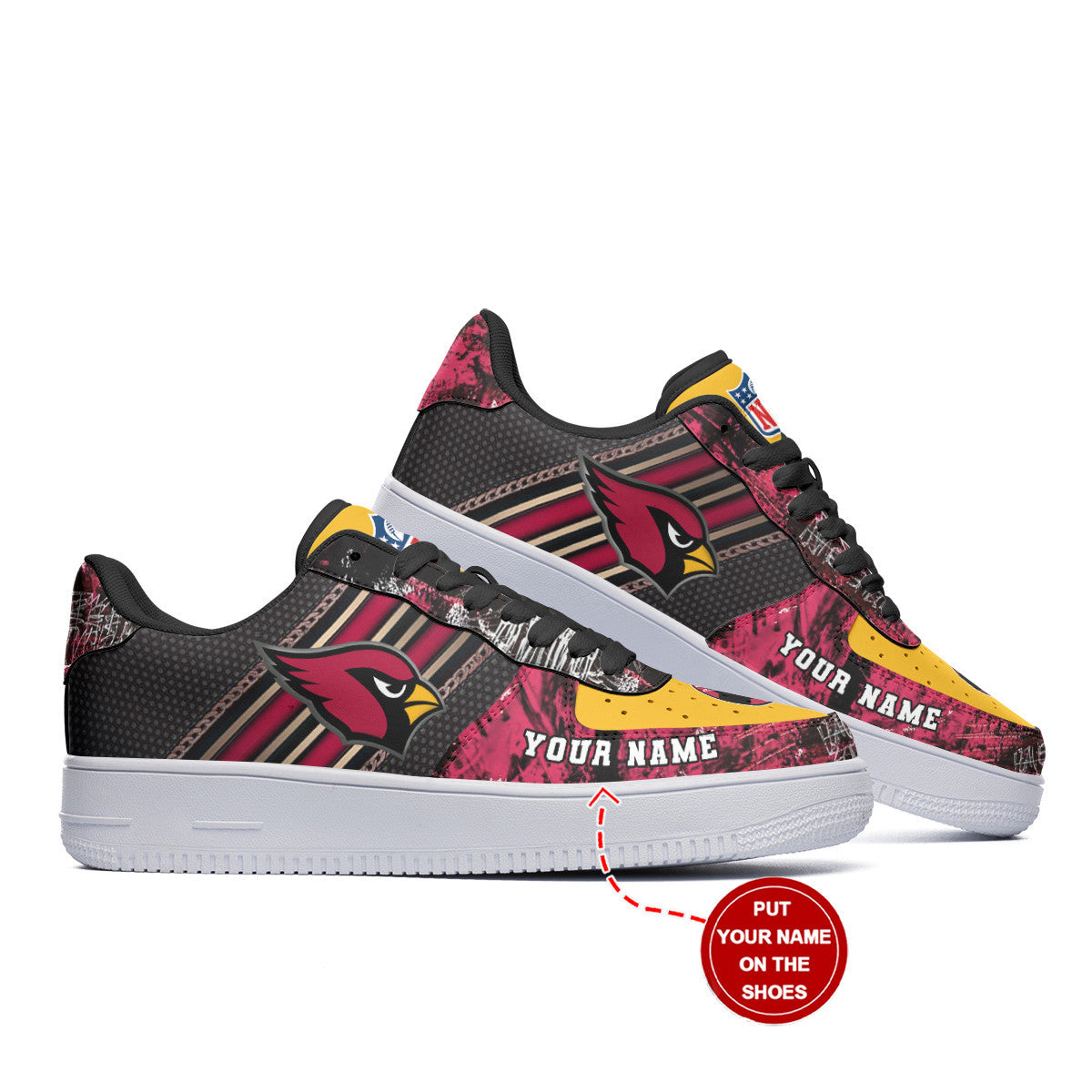 Ideafootwear Arizona Cardinals NFL Air Low-Top Sneakers Shoes For Men And Women