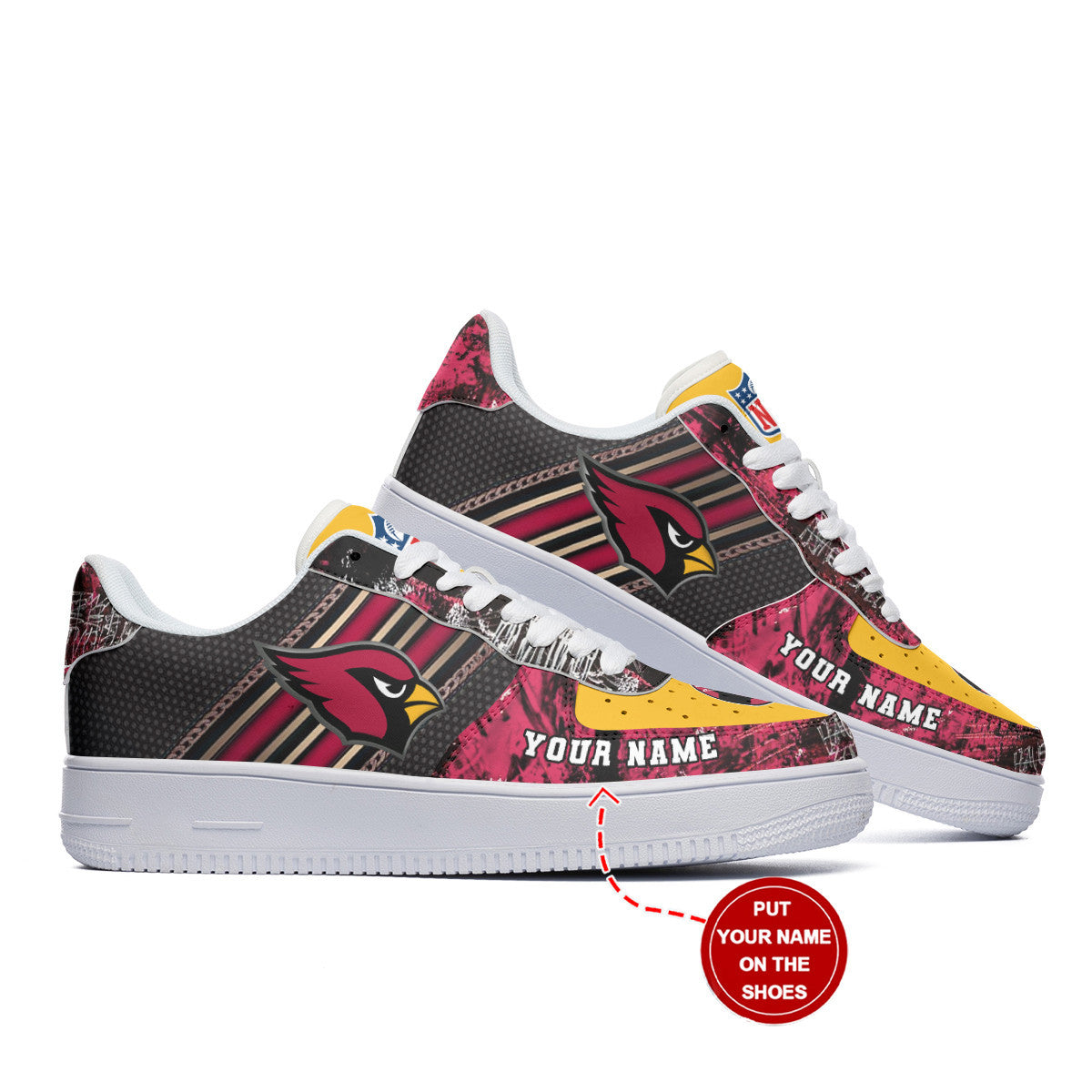 Ideafootwear Arizona Cardinals NFL Air Low-Top Sneakers Shoes For Men And Women