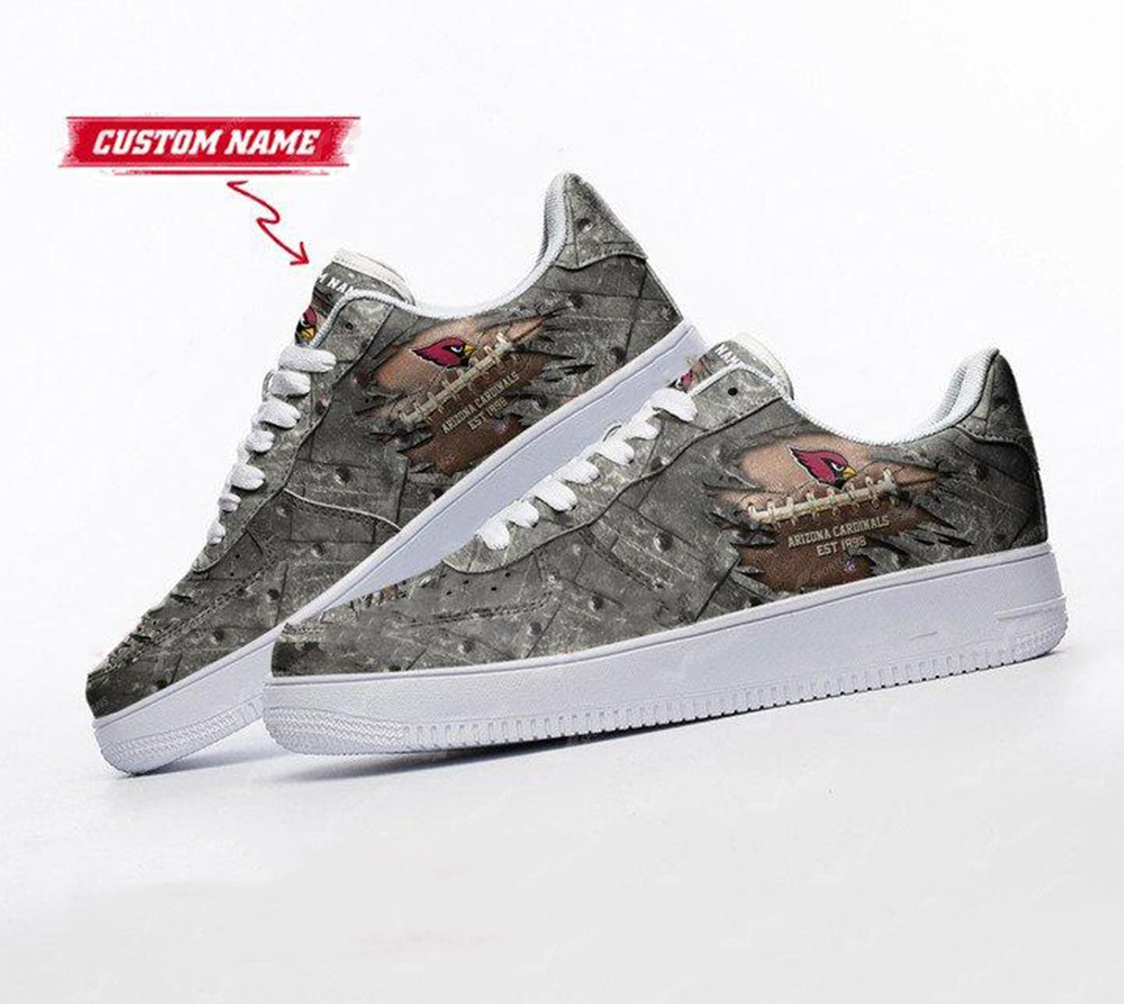 Ideafootwear Arizona Cardinals NFL Air Low-Top Sneakers Shoes For Men And Women