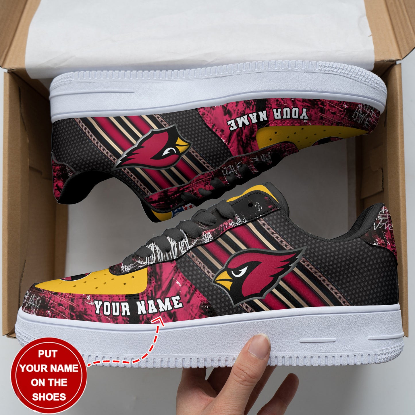 Ideafootwear Arizona Cardinals NFL Air Low-Top Sneakers Shoes For Men And Women