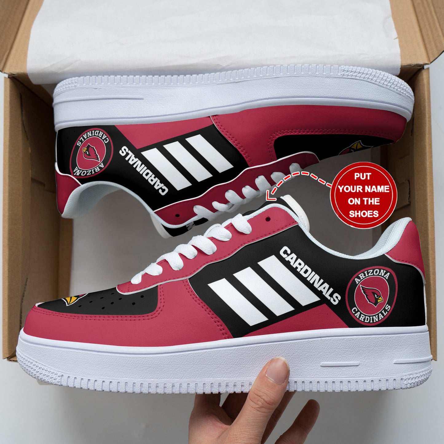 Ideafootwear Arizona Cardinals NFL Air Low-Top Sneakers Shoes For Men And Women