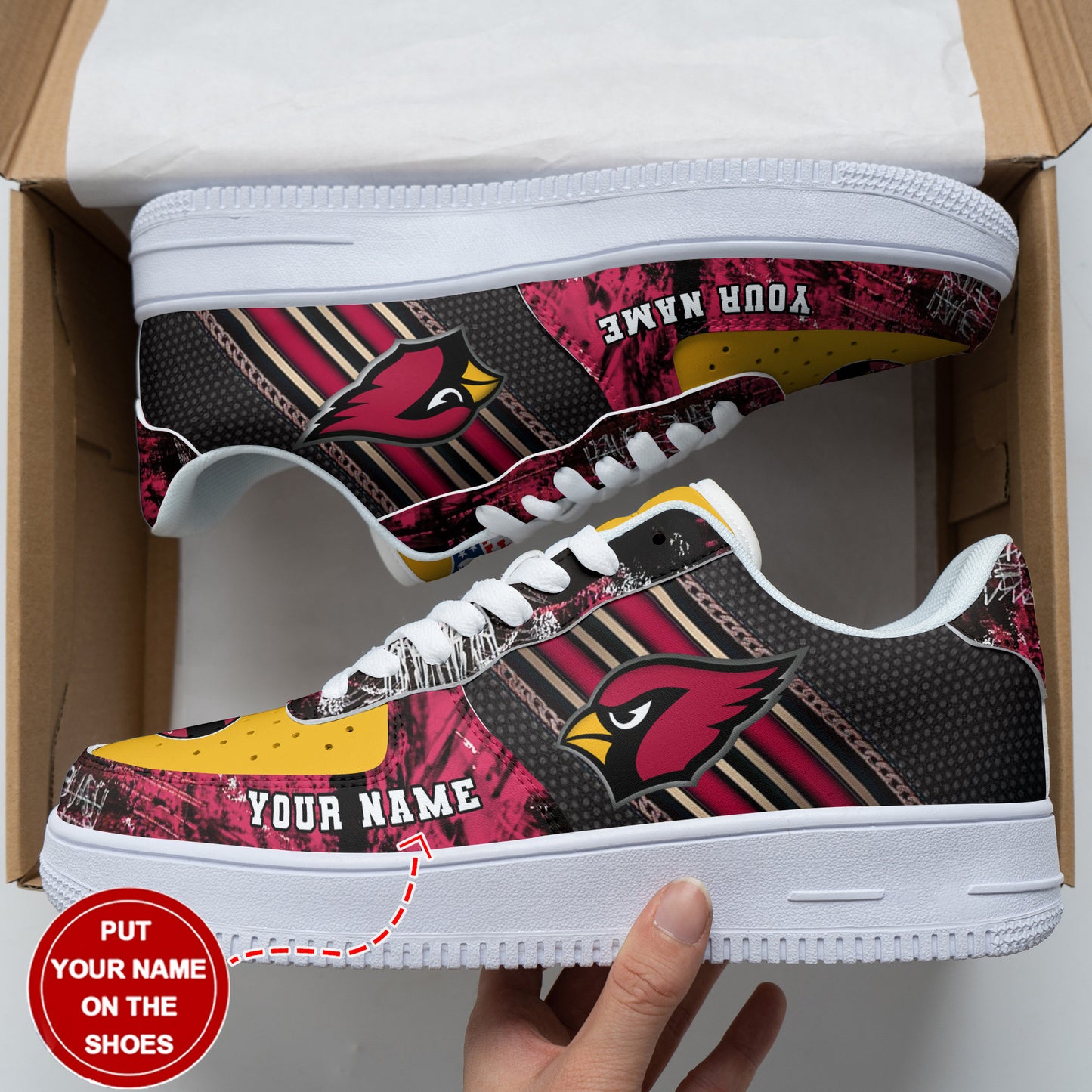 Ideafootwear Arizona Cardinals NFL Air Low-Top Sneakers Shoes For Men And Women