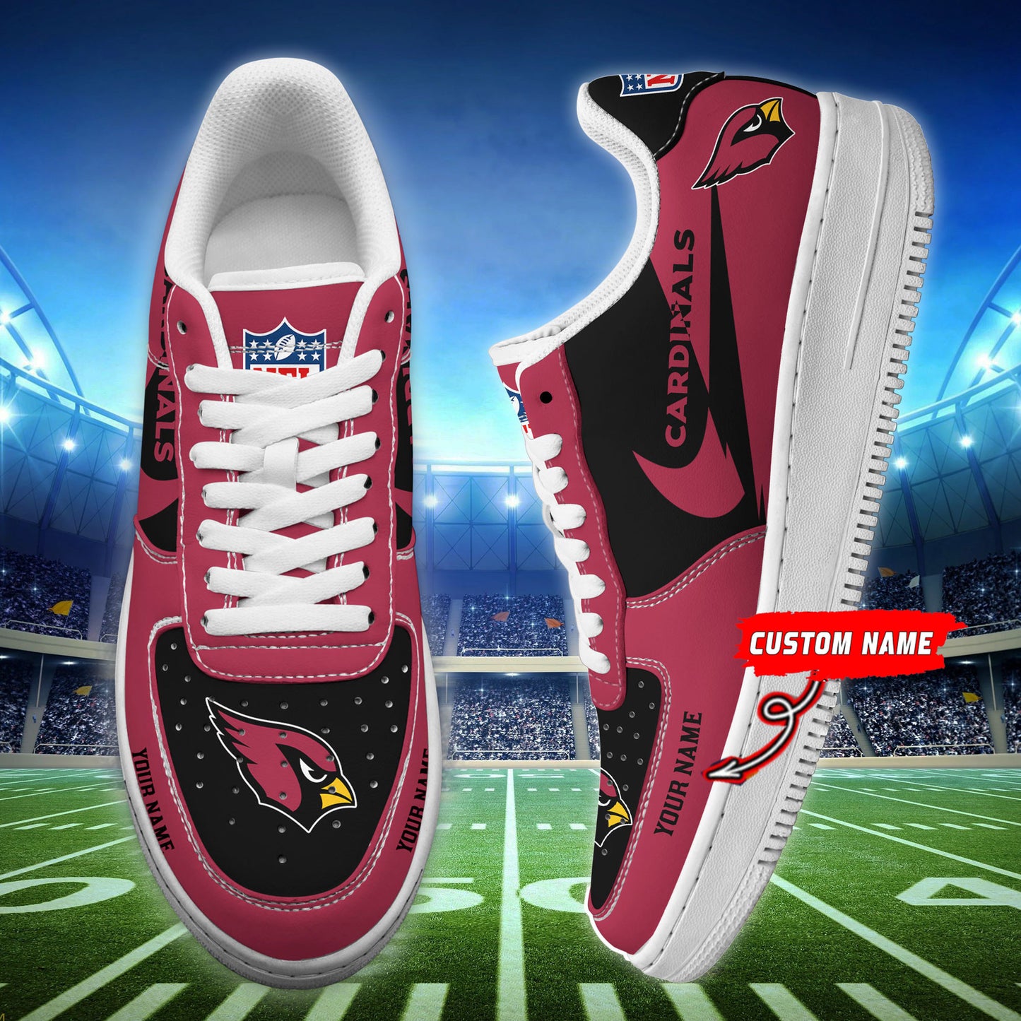 Ideafootwear Arizona Cardinals NFL Air Low-Top Sneakers Shoes For Men And Women